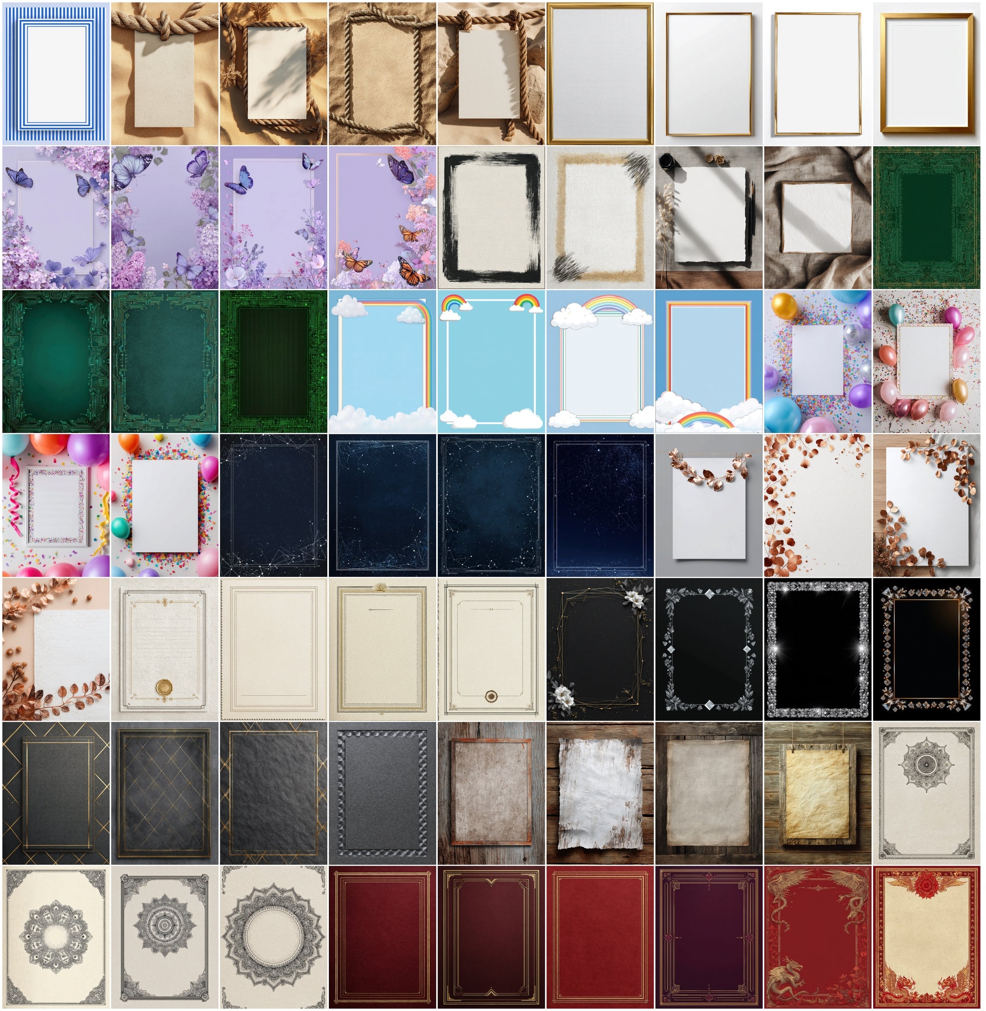 637 Blank Certificate Mockup Bundle, Commercial License, Gold Foil Borders, Vintage & Modern Designs, Printable Templates