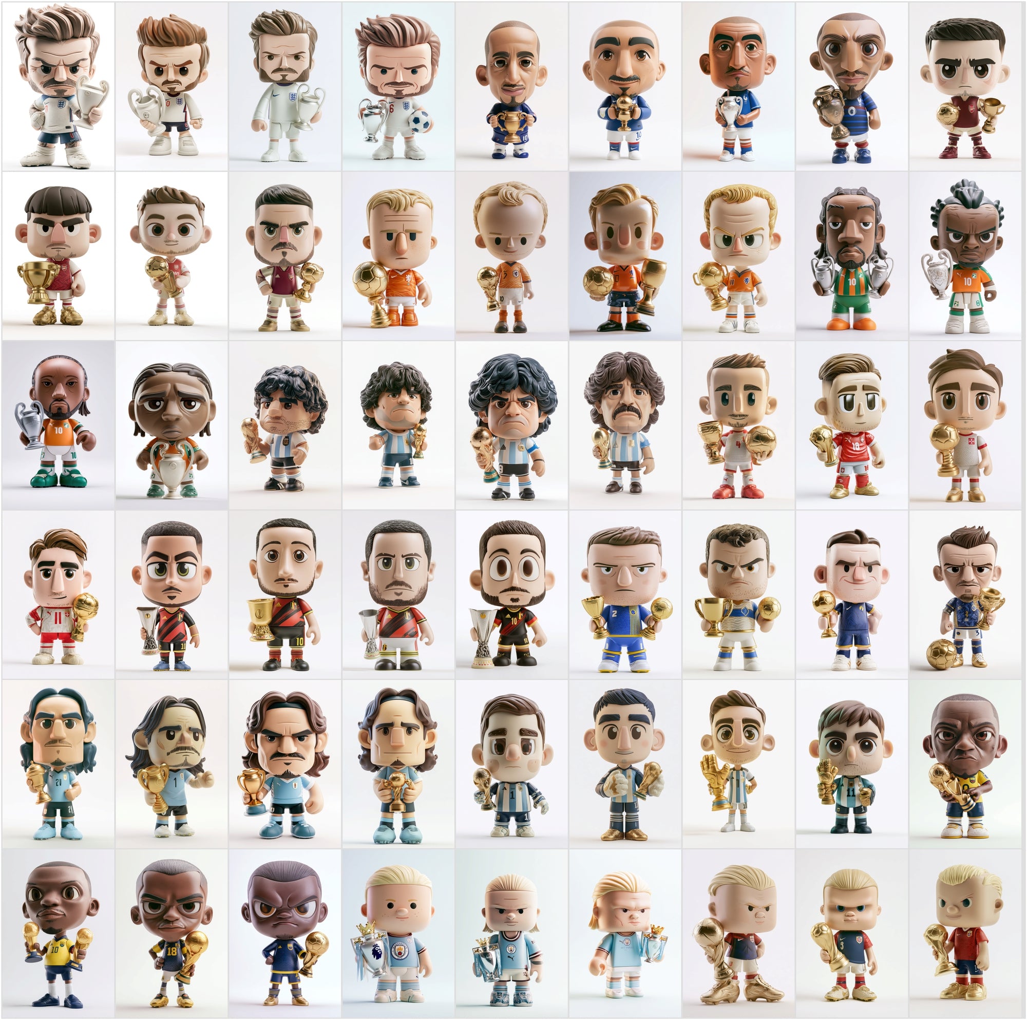 680 Football Vinyl Figure Clipart Bundle, Soccer Player Collectible Toy Art