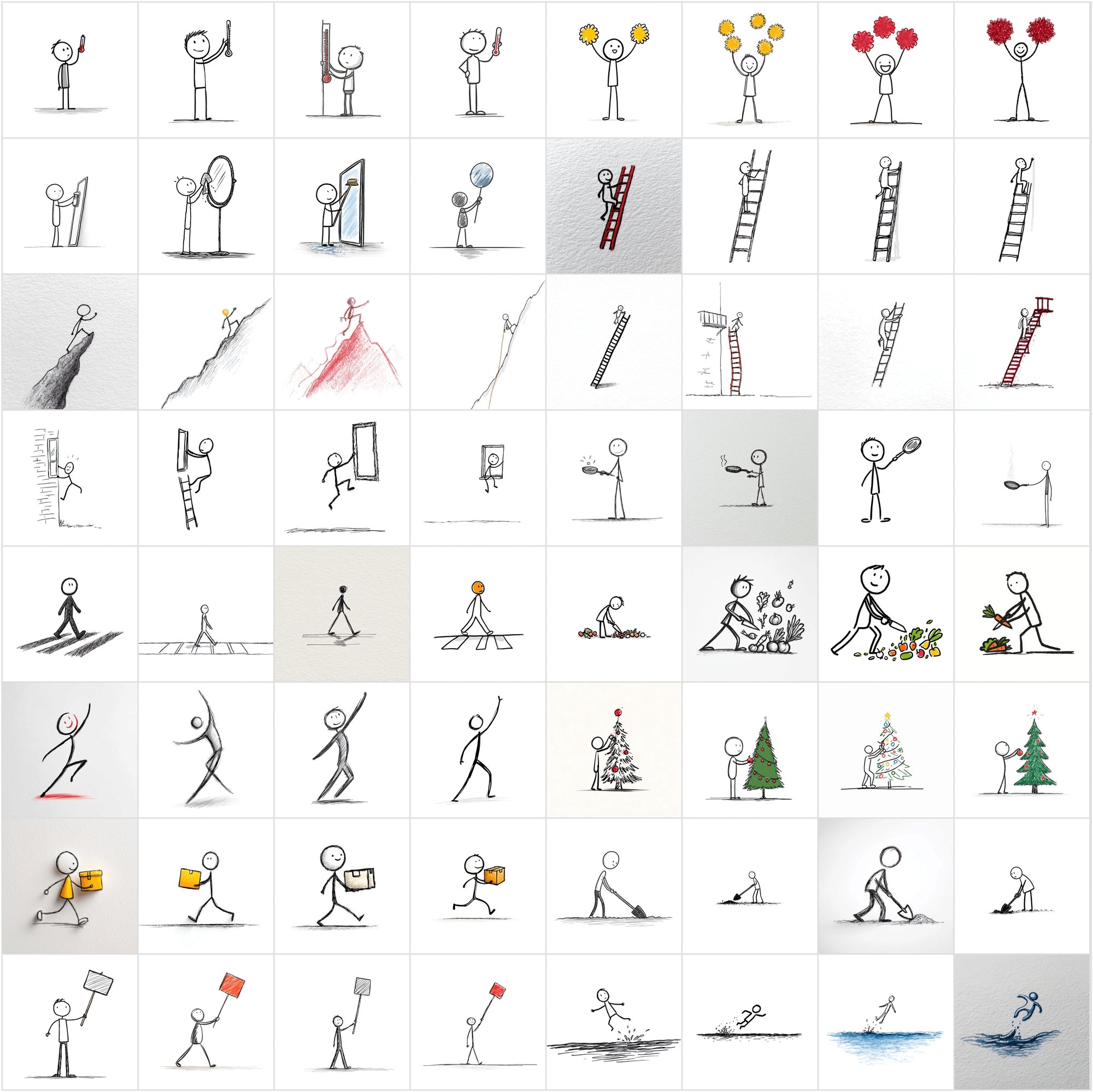 950 Stick Figure Clipart Bundle, Funny Stick Man Images, Everyday Actions, Sports, Office, School JPG Commercial Use