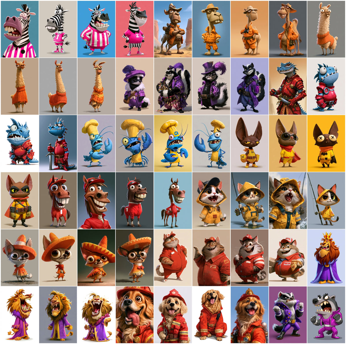 620 Cartoon Mascot Characters Bundle – Funny 2D Game Art Animals & Monsters