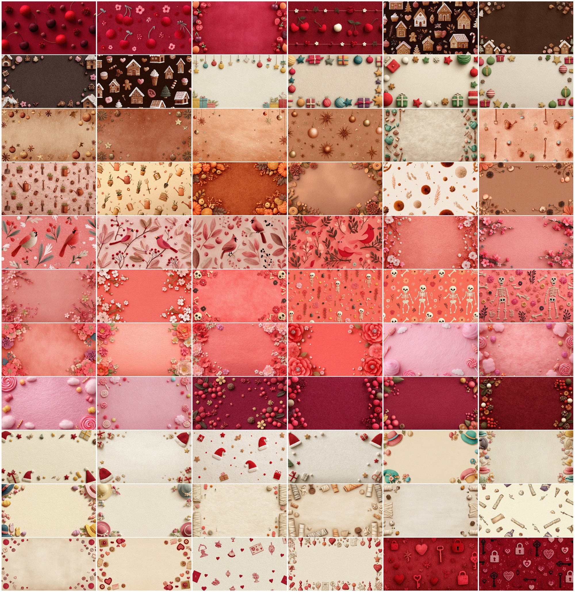 630 Holiday Backgrounds Cute Felt Style | Christmas Halloween Easter Valentines