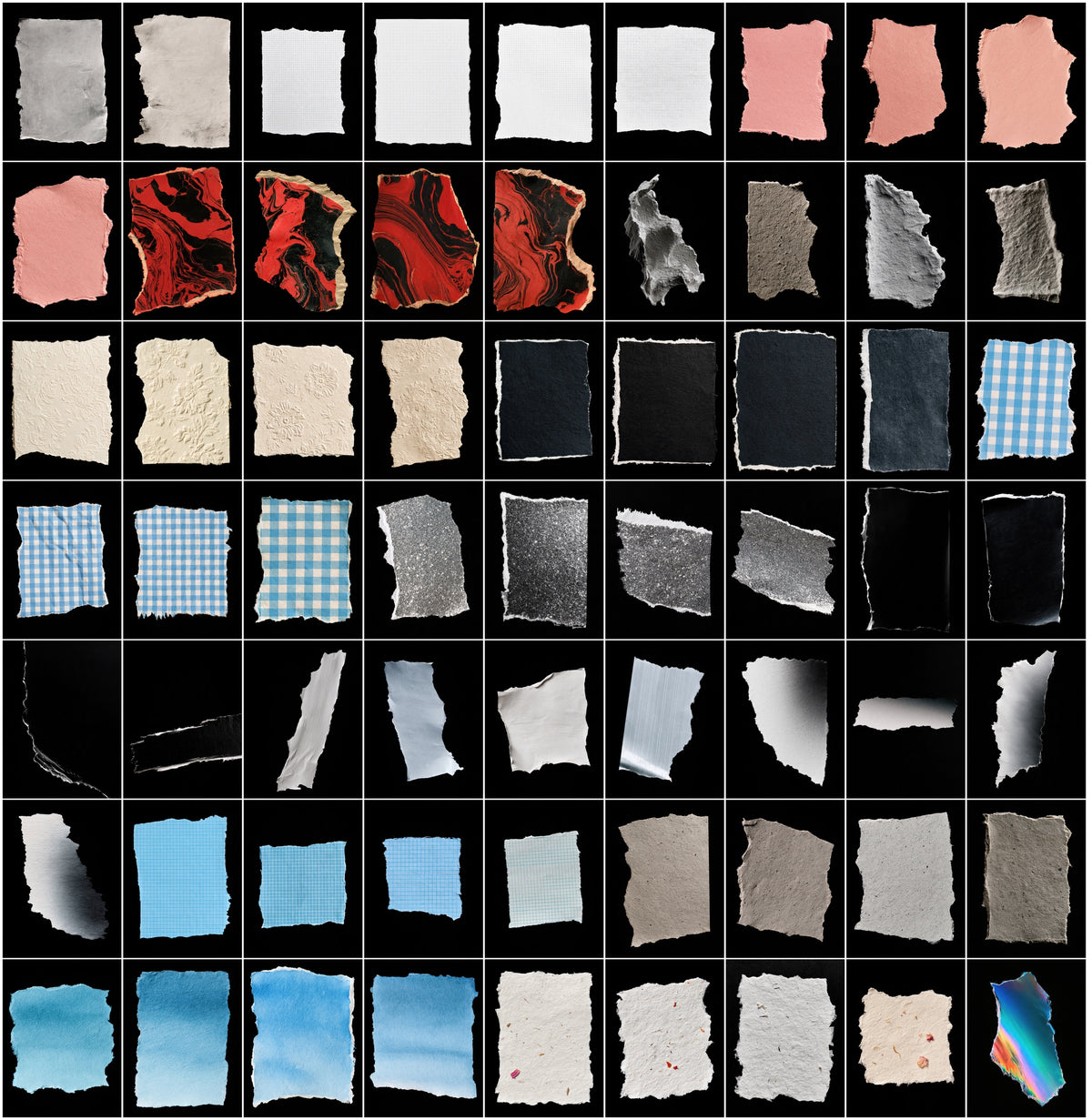 640 Torn Paper Textures Bundle – Ripped Paper Edges & Collage Scraps