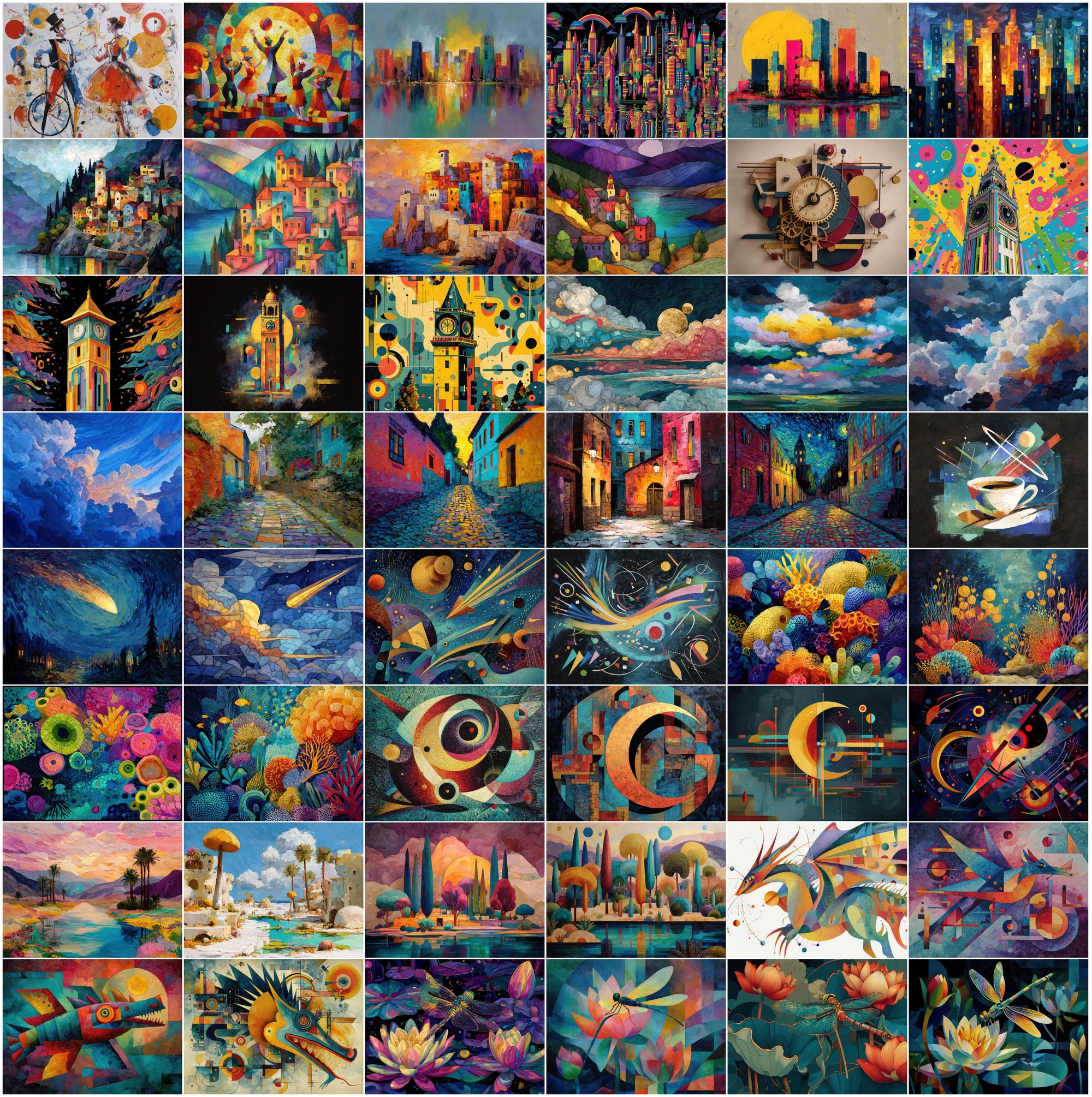 530 Abstract Art Images Bundle, Colorful Printable Wall Art Pack