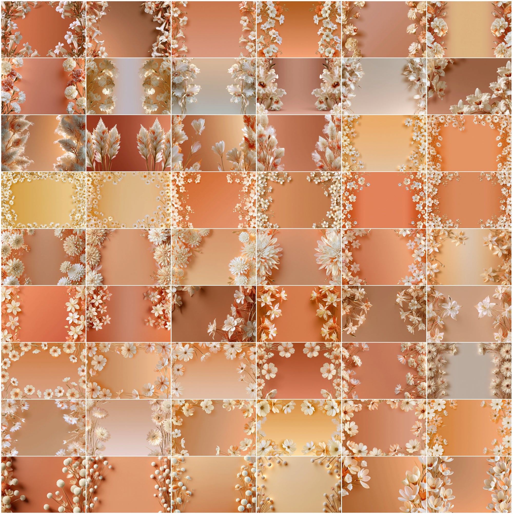 640 Floral Background Images, Elegant Flower JPG Bundle for Invitations, Branding, Scrapbooking & Commercial Use
