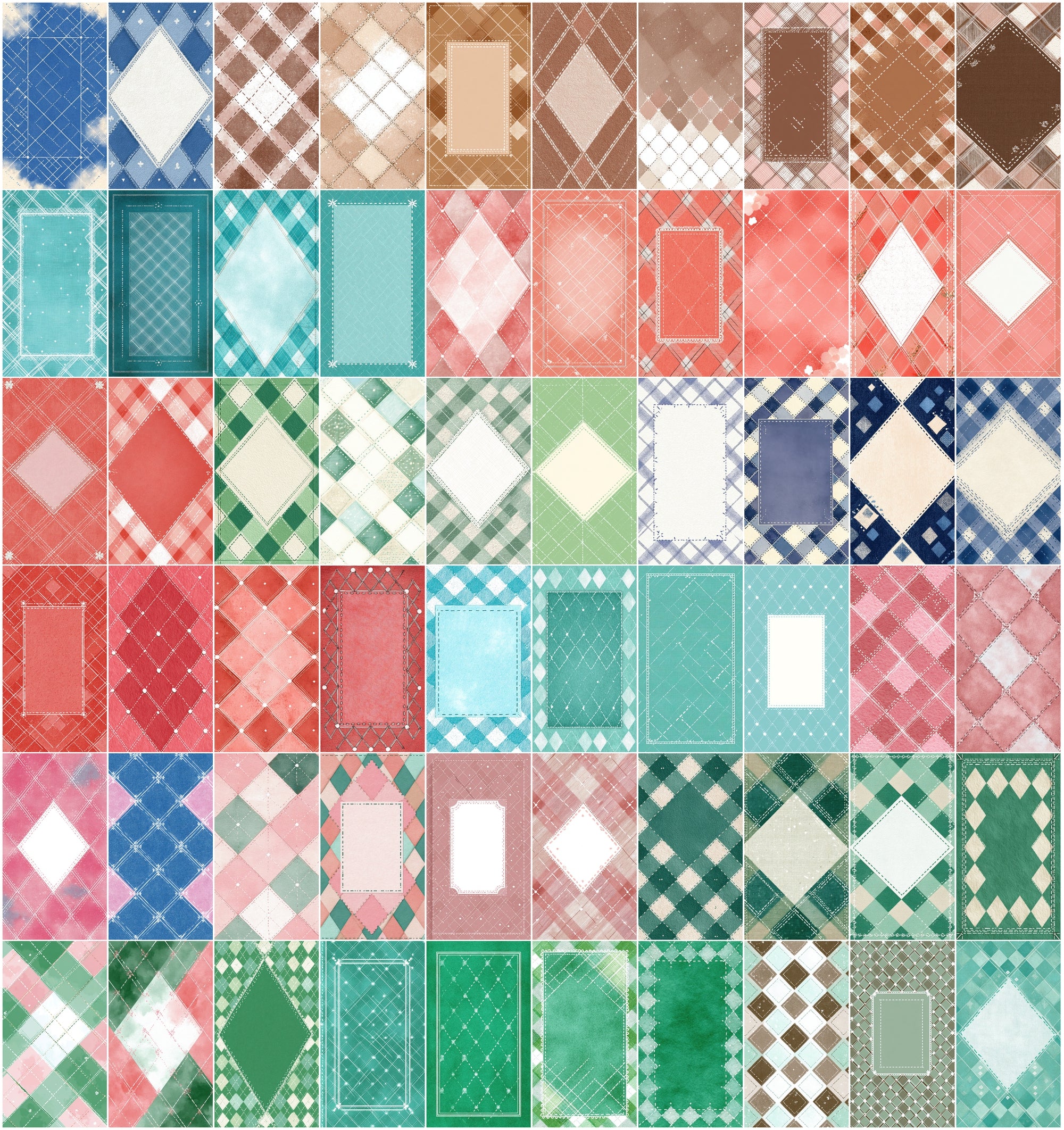615 Cute Journal Backgrounds Bundle – Pastel Checkered Digital Papers, Aesthetic Scrapbook Pages, Dreamy Crayon Texture JPG Pack