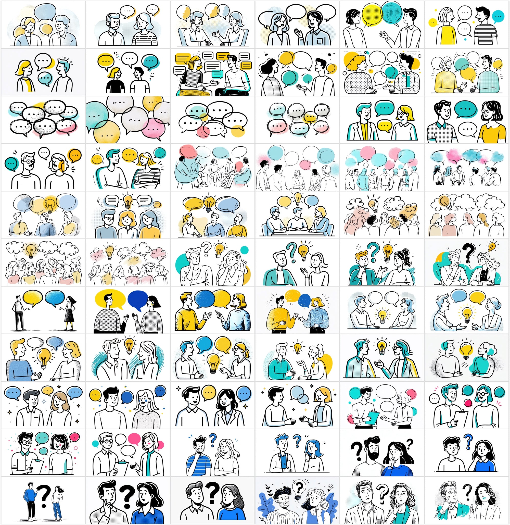 900 Business Line Art Illustrations – Chat, Office & Workflow Graphics Bundle
