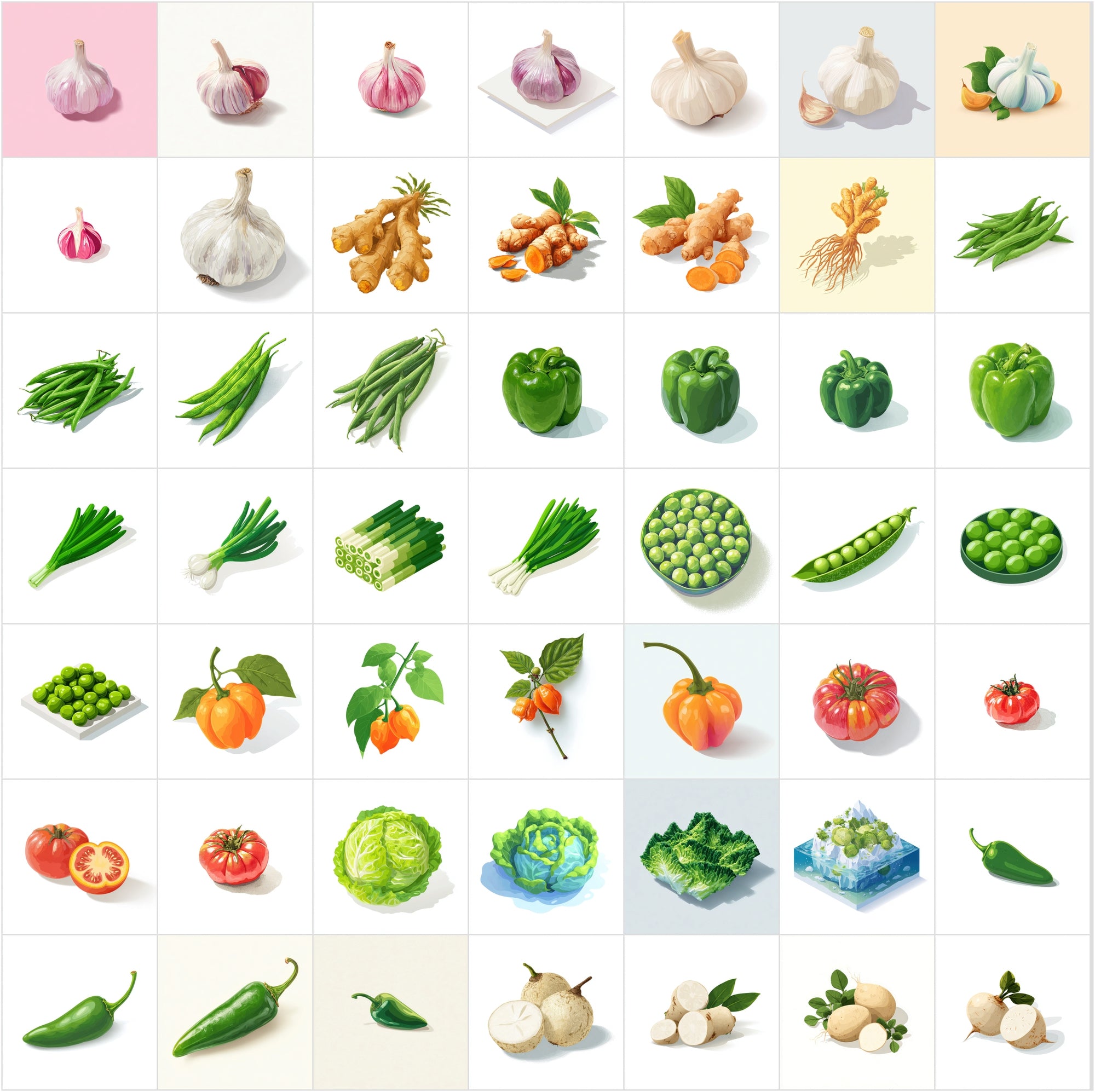 399 Isometric Vegetable Illustrations