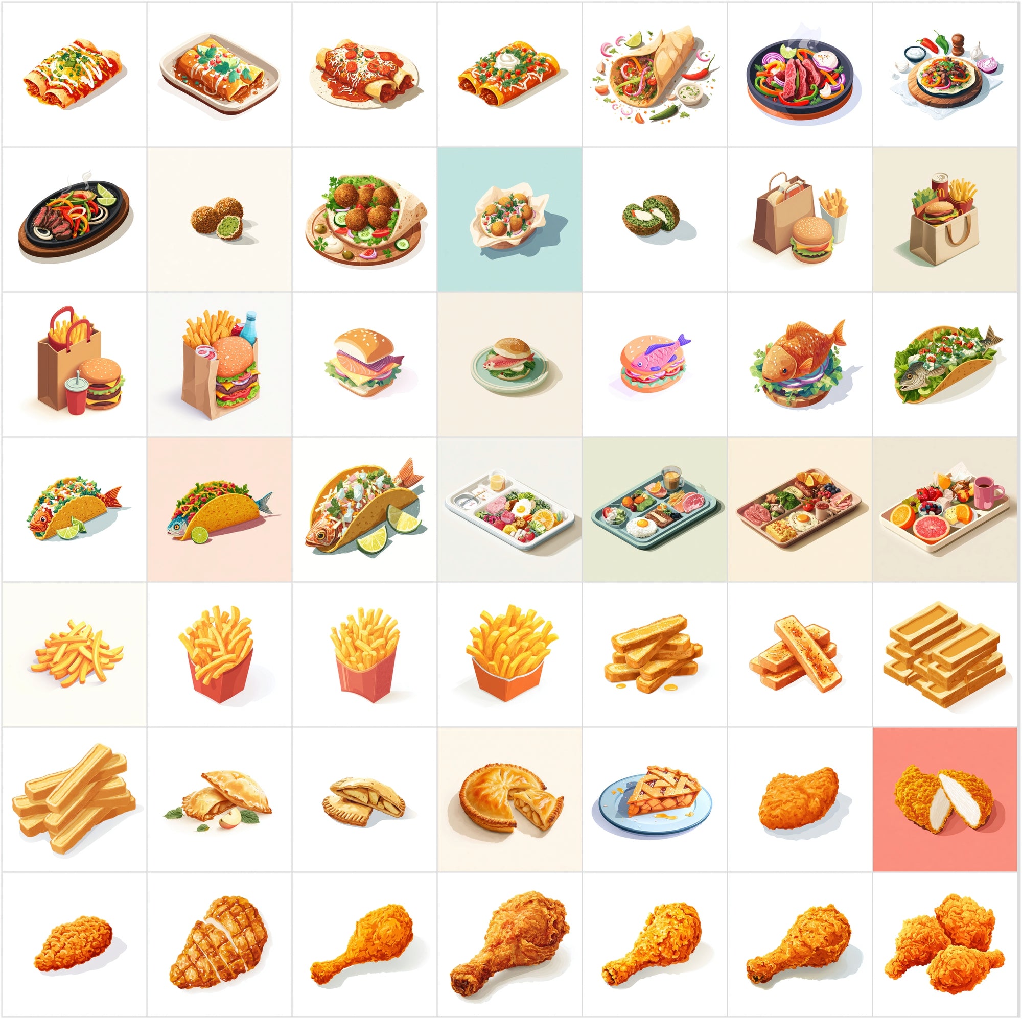 423 Isometric Fast Food Illustrations