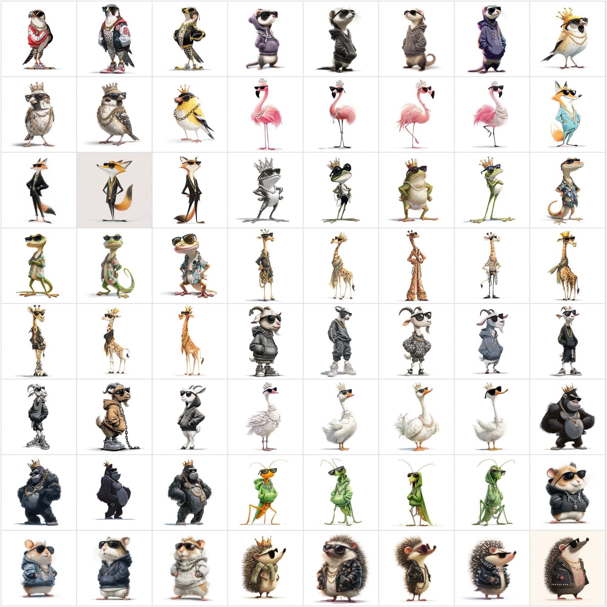615+ Animal Clipart Mega Bundle, High-Res JPGs, Commercial Use, Vibrant Cartoon Animals for Sublimation, Stickers & Web Design