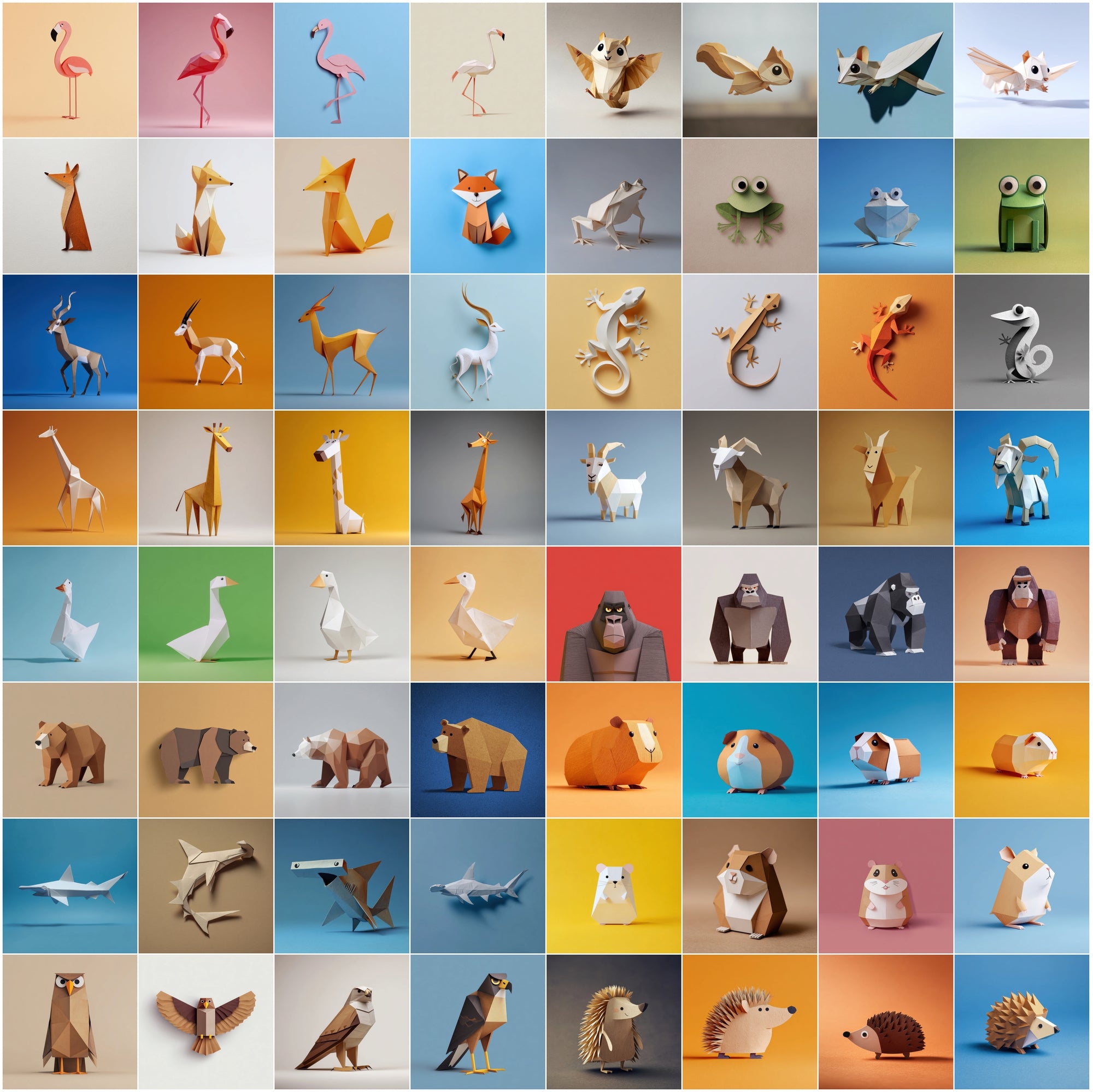 635 Paper Animal Clipart Bundle | Cartoon Minimalist Art