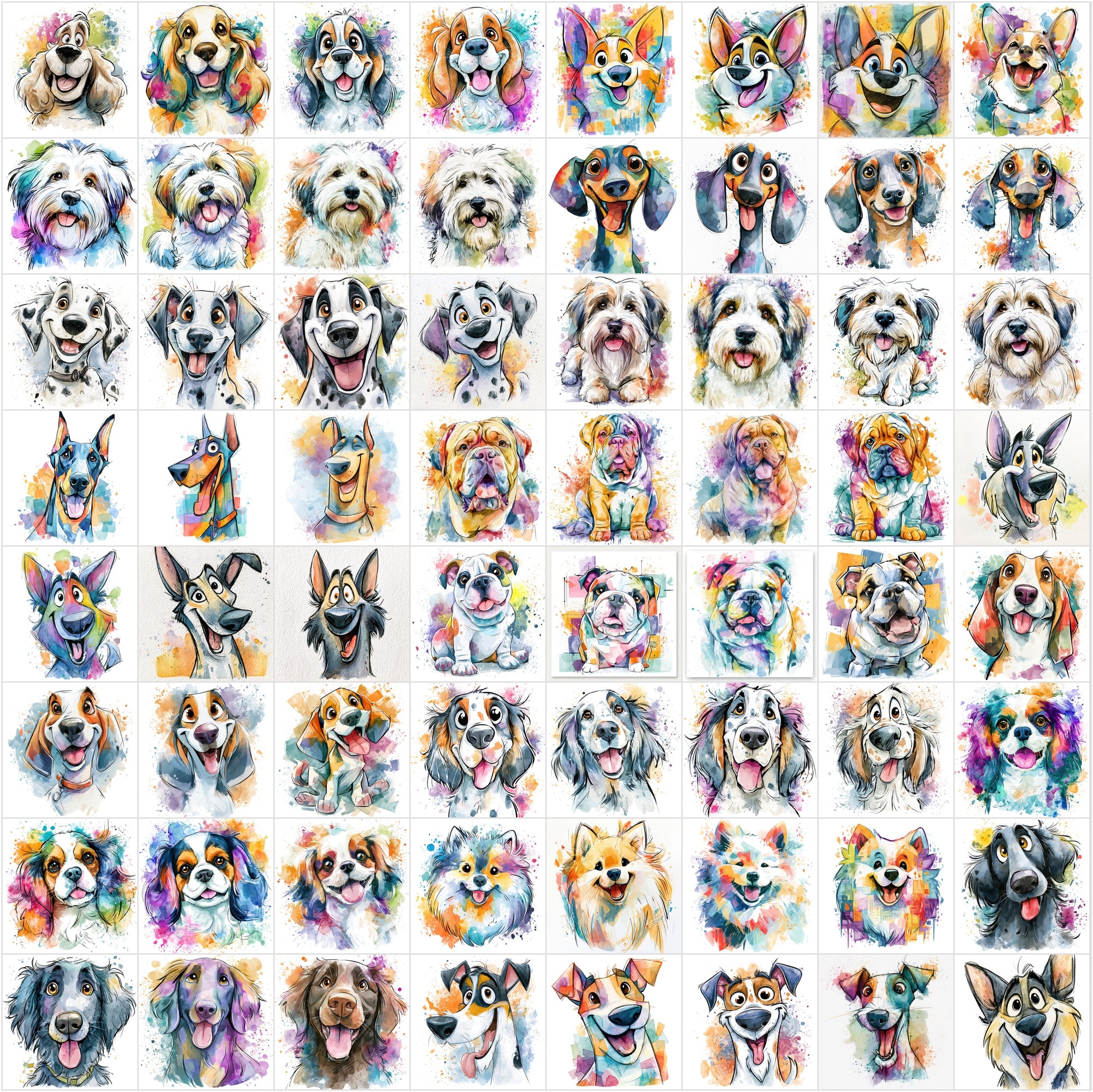 650 Dog Clipart Images – Cute Dog Breeds JPG Bundle with Commercial License