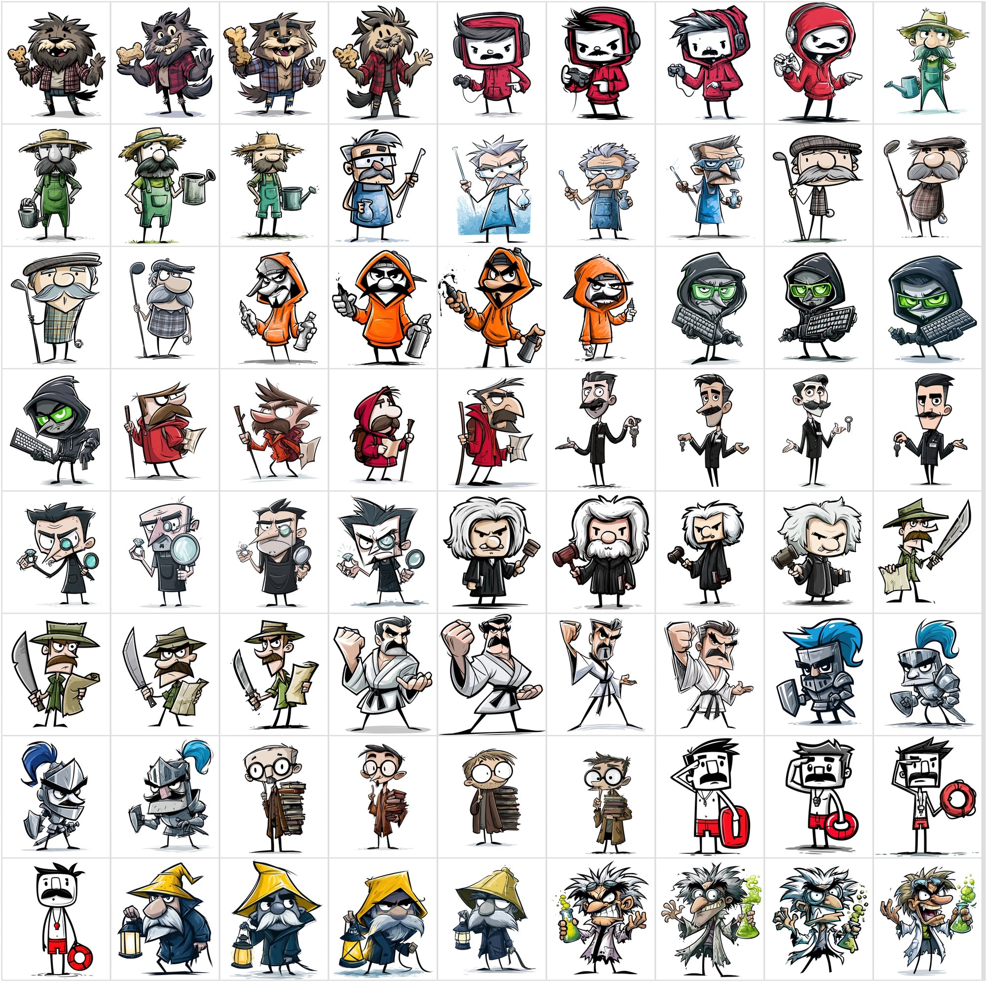 630 Funny Animal Cartoon Clipart Bundle, Cute Character JPG Images
