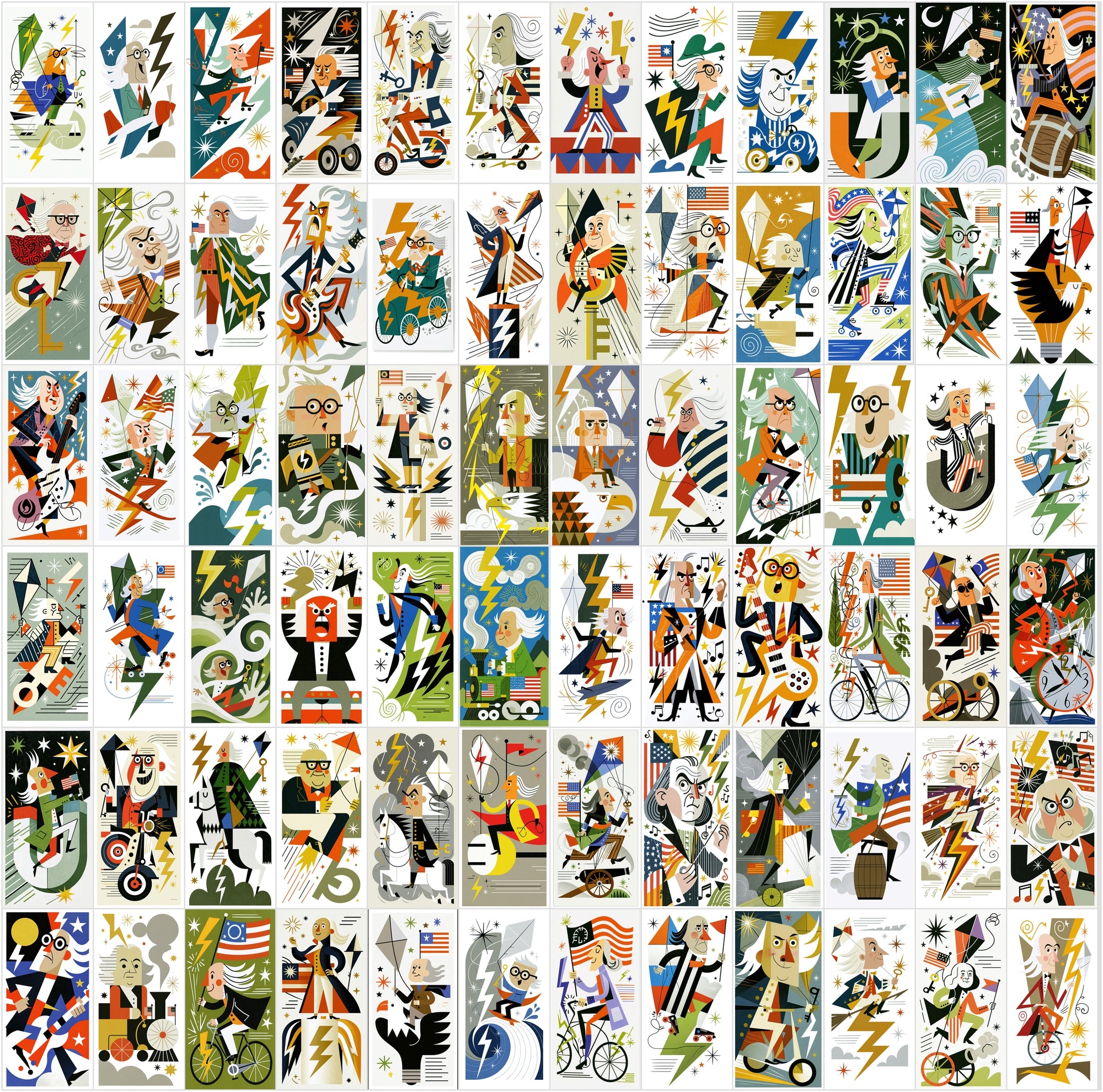 630 Retro Patriotic Cartoon Illustrations, American Eagle Clipart Bundle, Vintage USA JPG Art, Commercial License
