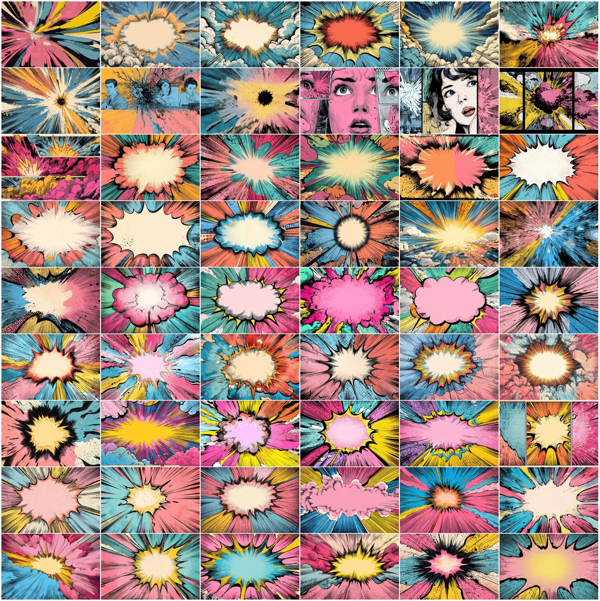 635 Comic Art Backgrounds – High-Resolution Retro Pop Art Explosions
