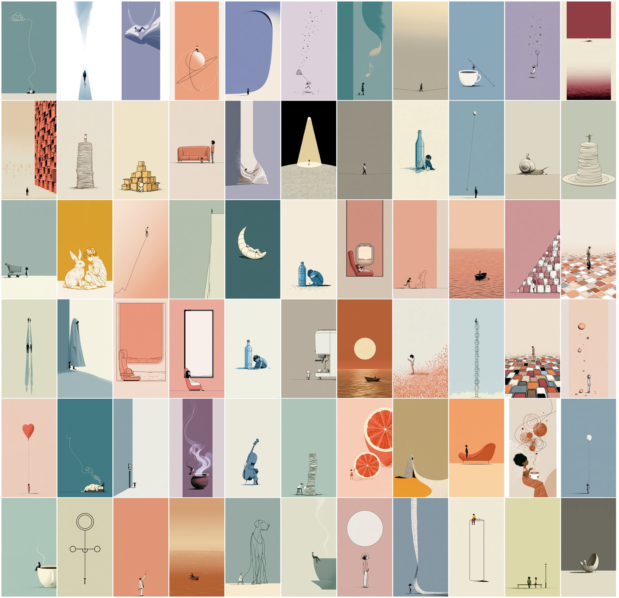 630 Minimalist Line Art Illustrations | Editorial Vertical Wall Art Bundle