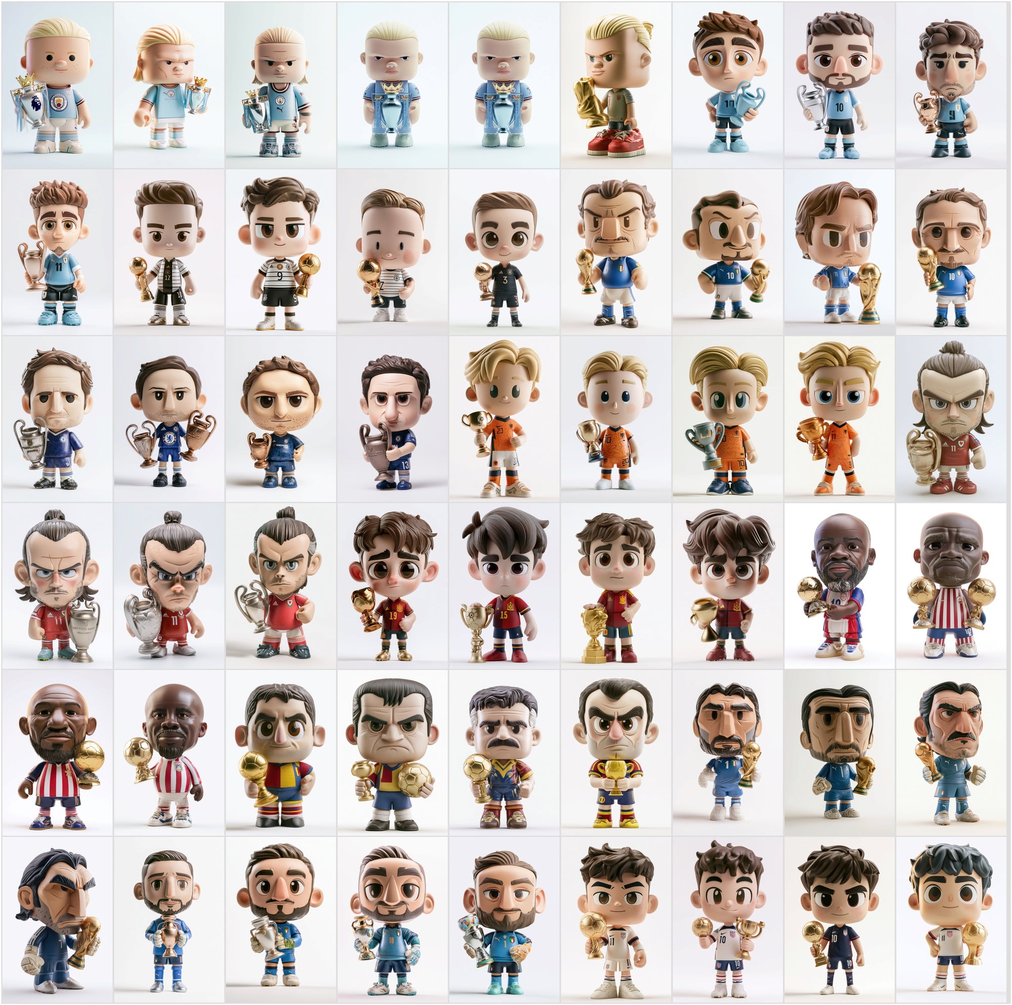 680 Football Vinyl Figure Clipart Bundle, Soccer Player Collectible Toy Art