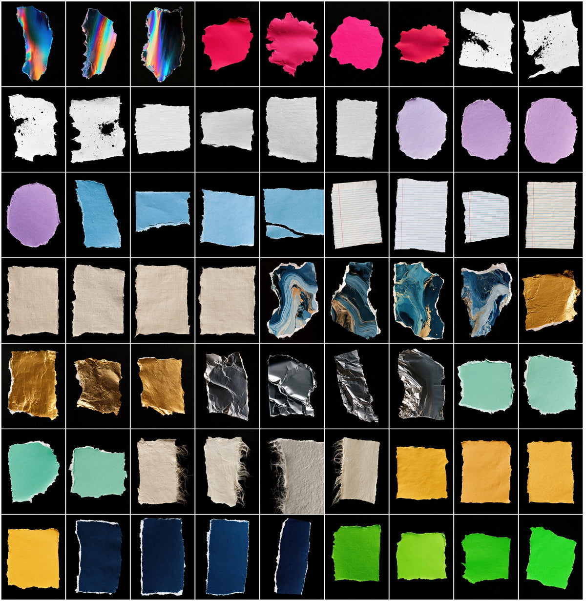 640 Torn Paper Textures Bundle – Ripped Paper Edges & Collage Scraps