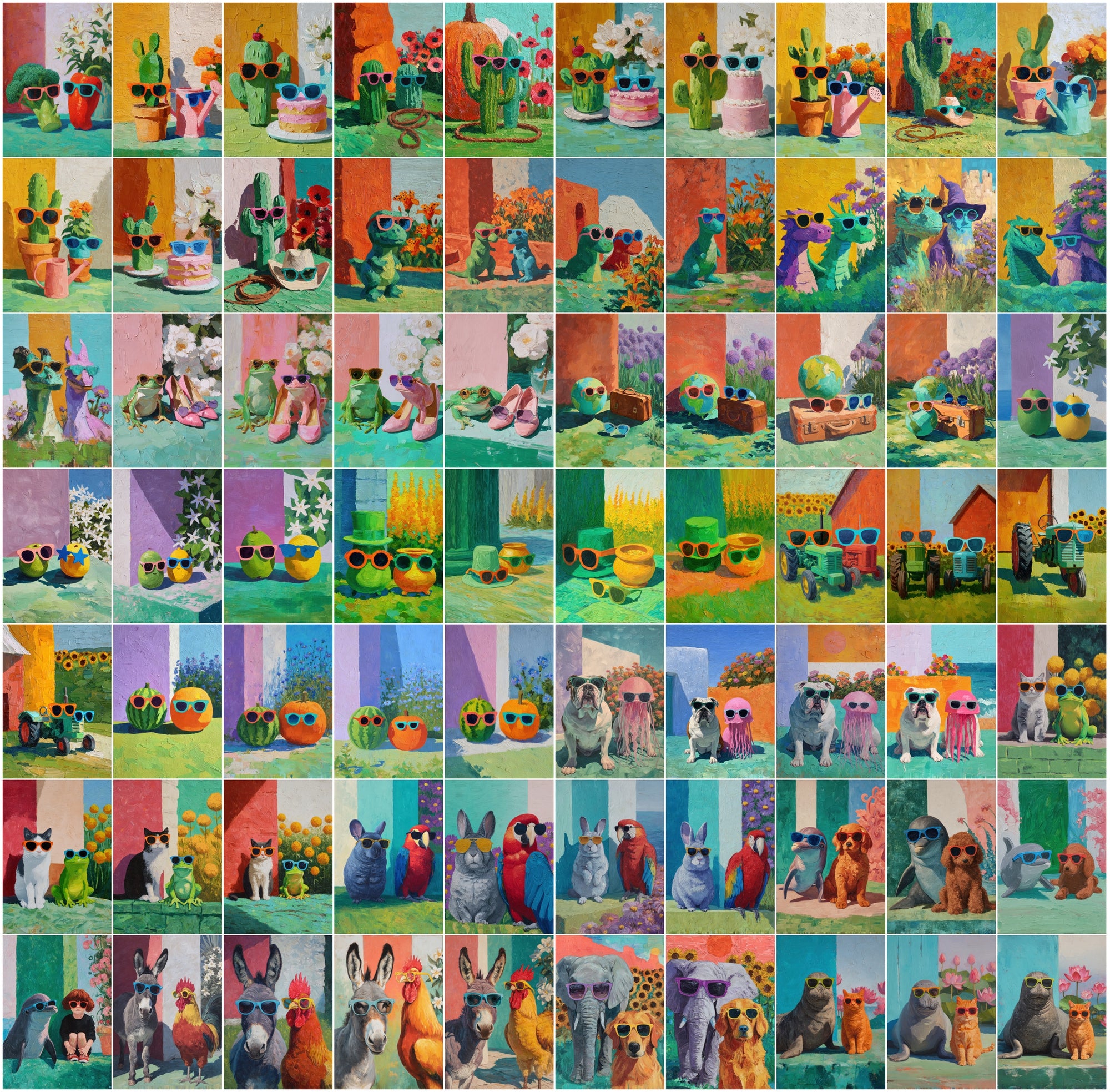 630 Whimsical Oil Painting Animal JPGs