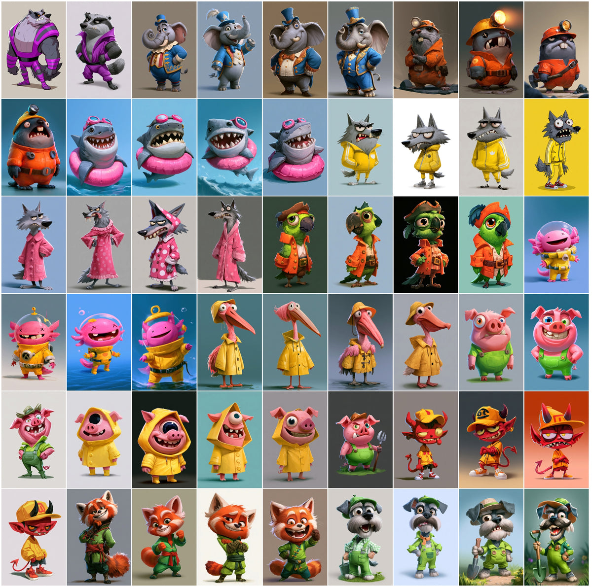 620 Cartoon Mascot Characters Bundle – Funny 2D Game Art Animals & Monsters