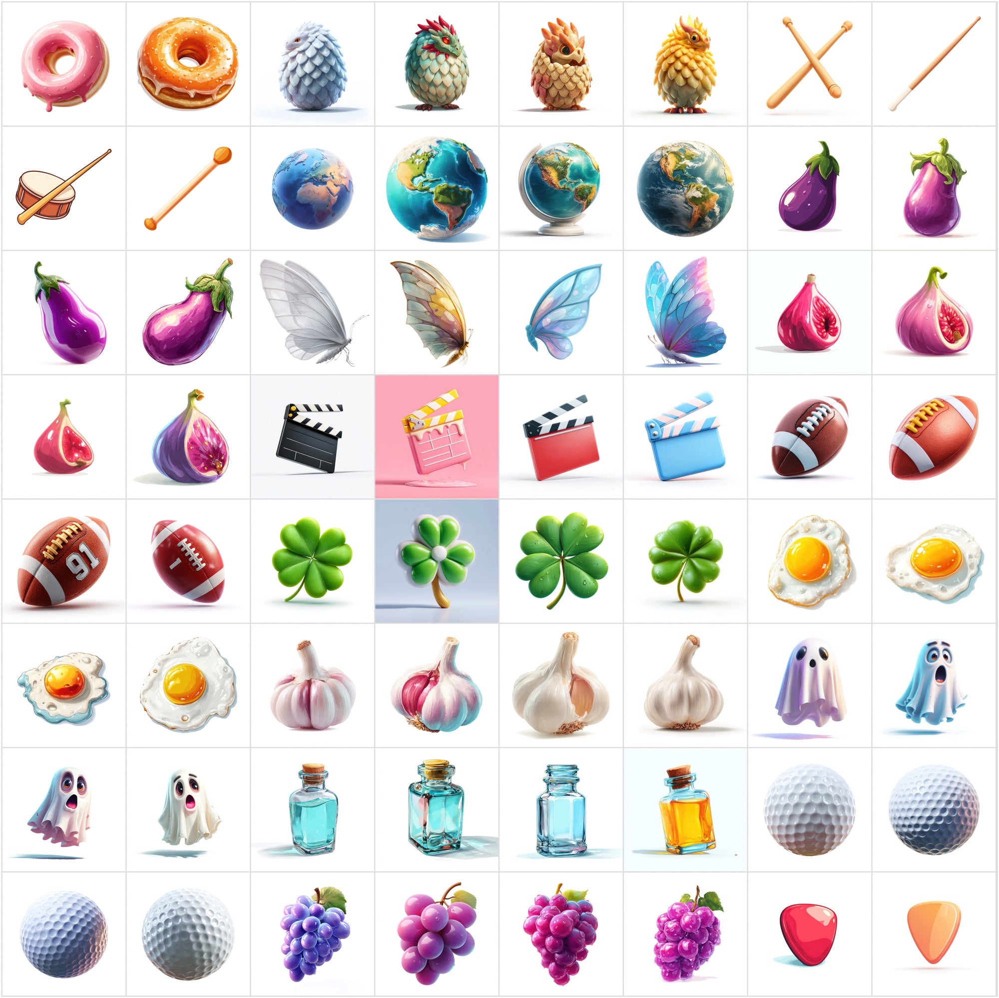 Cartoon Icon Clipart Bundle – 630 Cute JPG Icons for Crafts, POD, Stickers & Digital Designs