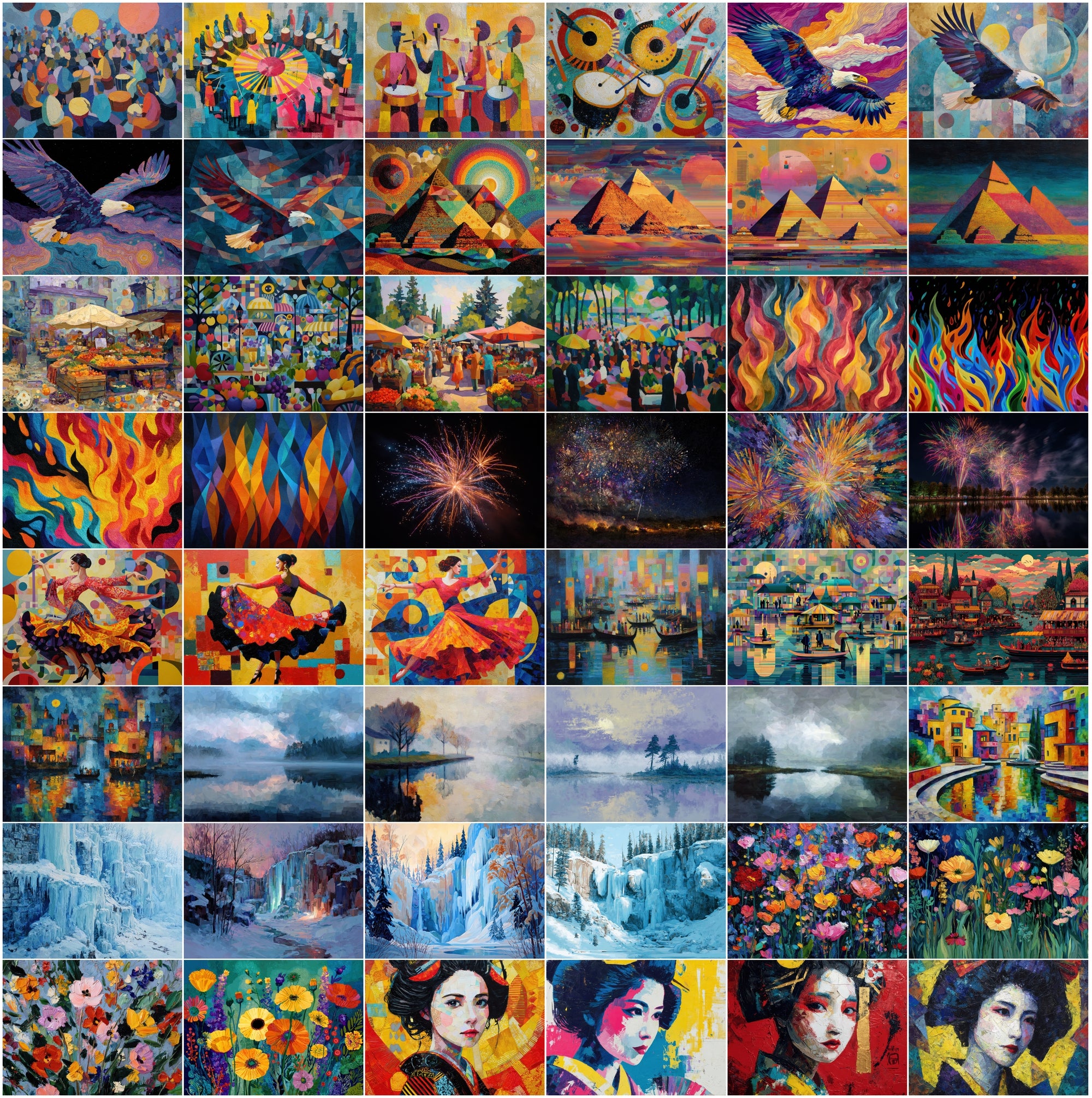 530 Abstract Art Images Bundle, Colorful Printable Wall Art Pack