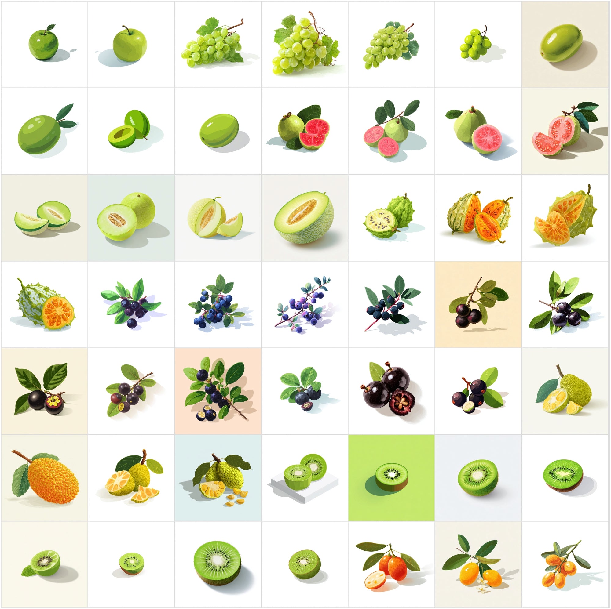 380 Isometric Fruit Illustrations