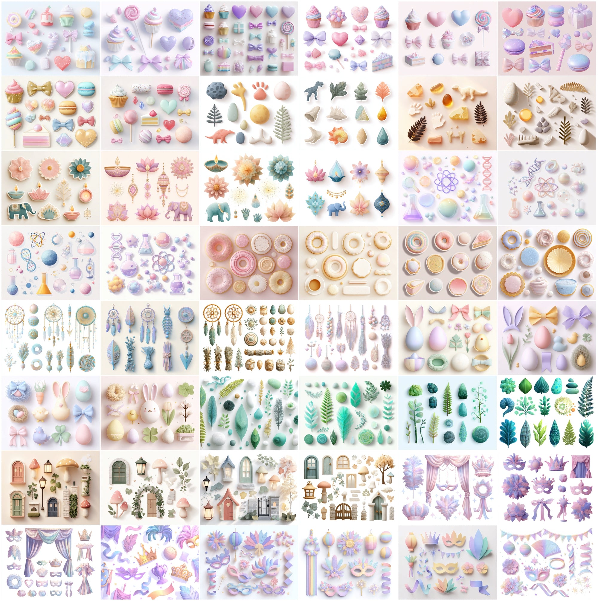 640 3D Decorative Element Clipart Pack