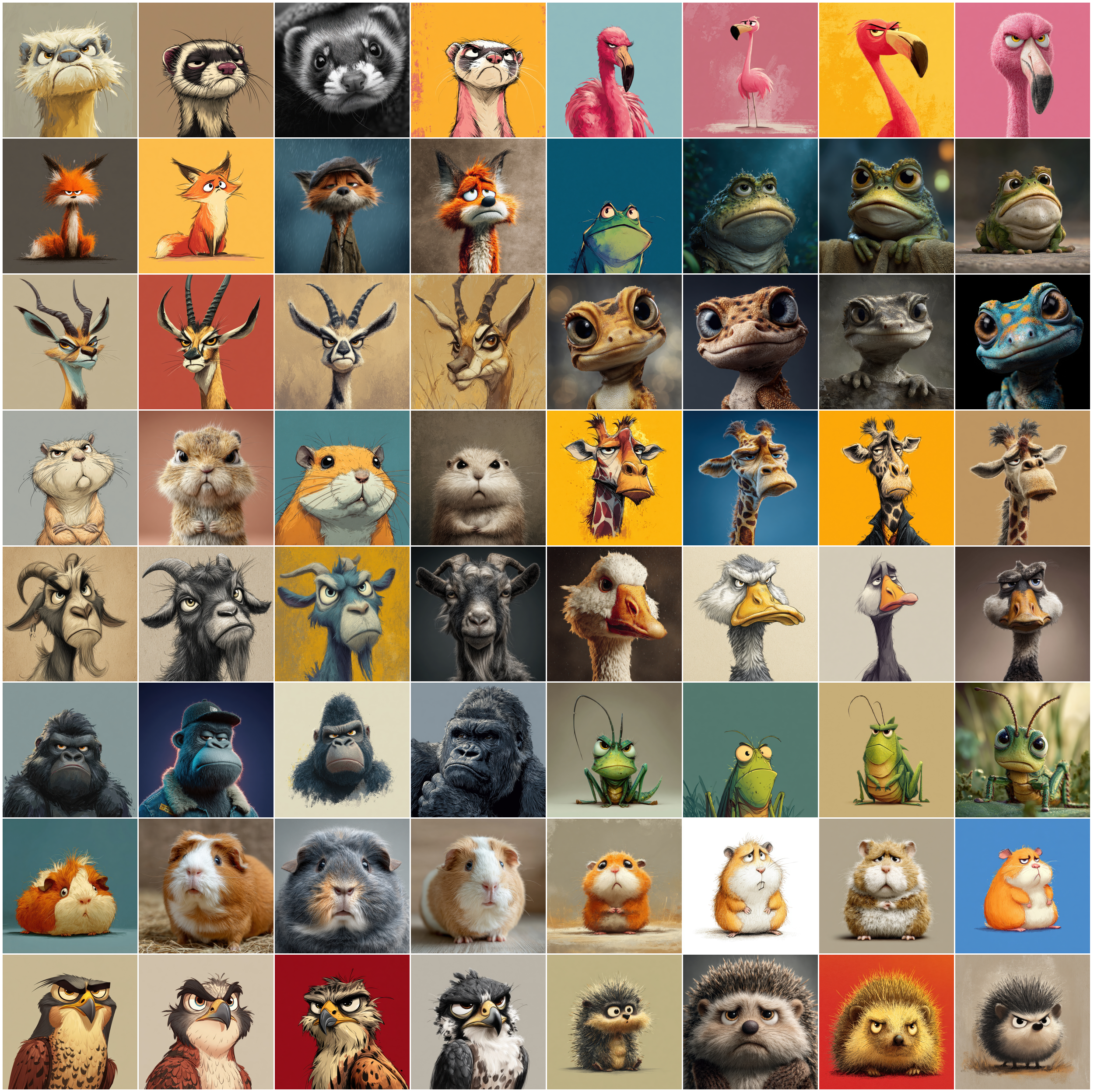 630 Sad and Grumpy Animals Digital Clipart