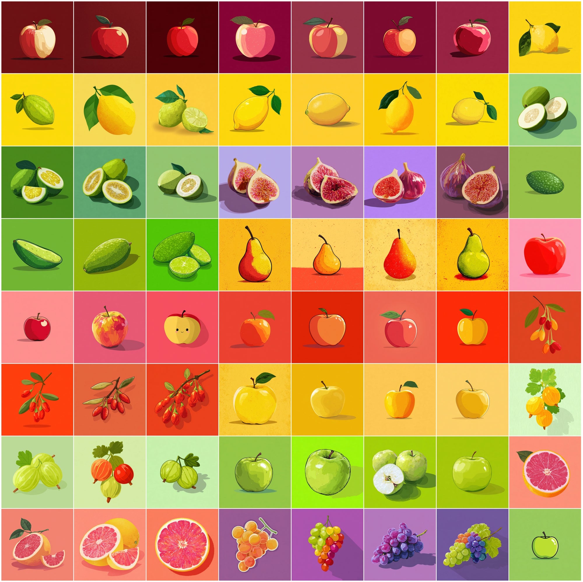 610 Fruit Images Bundle | Colorful Fruit Illustrations