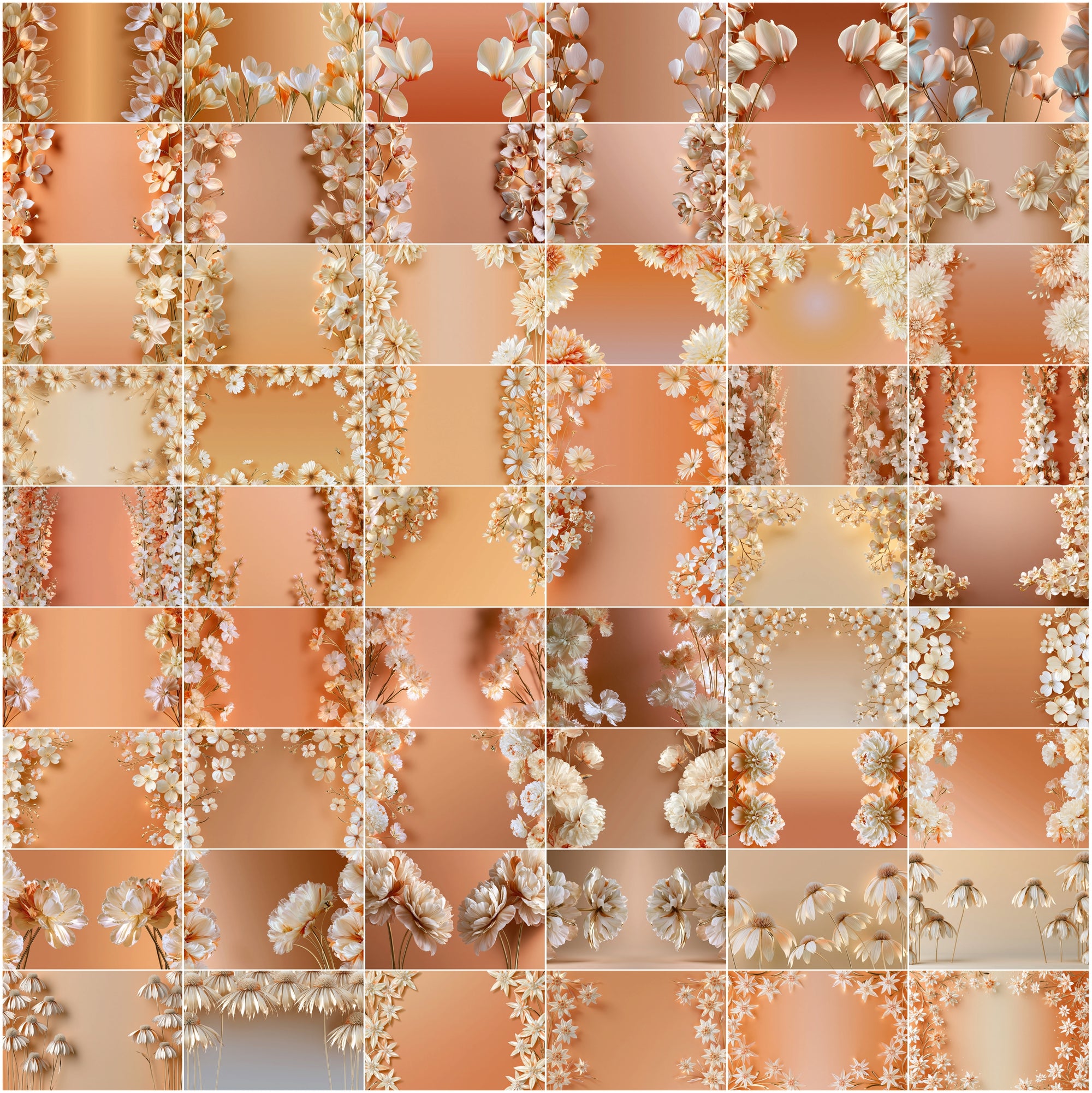 640 Floral Background Images, Elegant Flower JPG Bundle for Invitations, Branding, Scrapbooking & Commercial Use