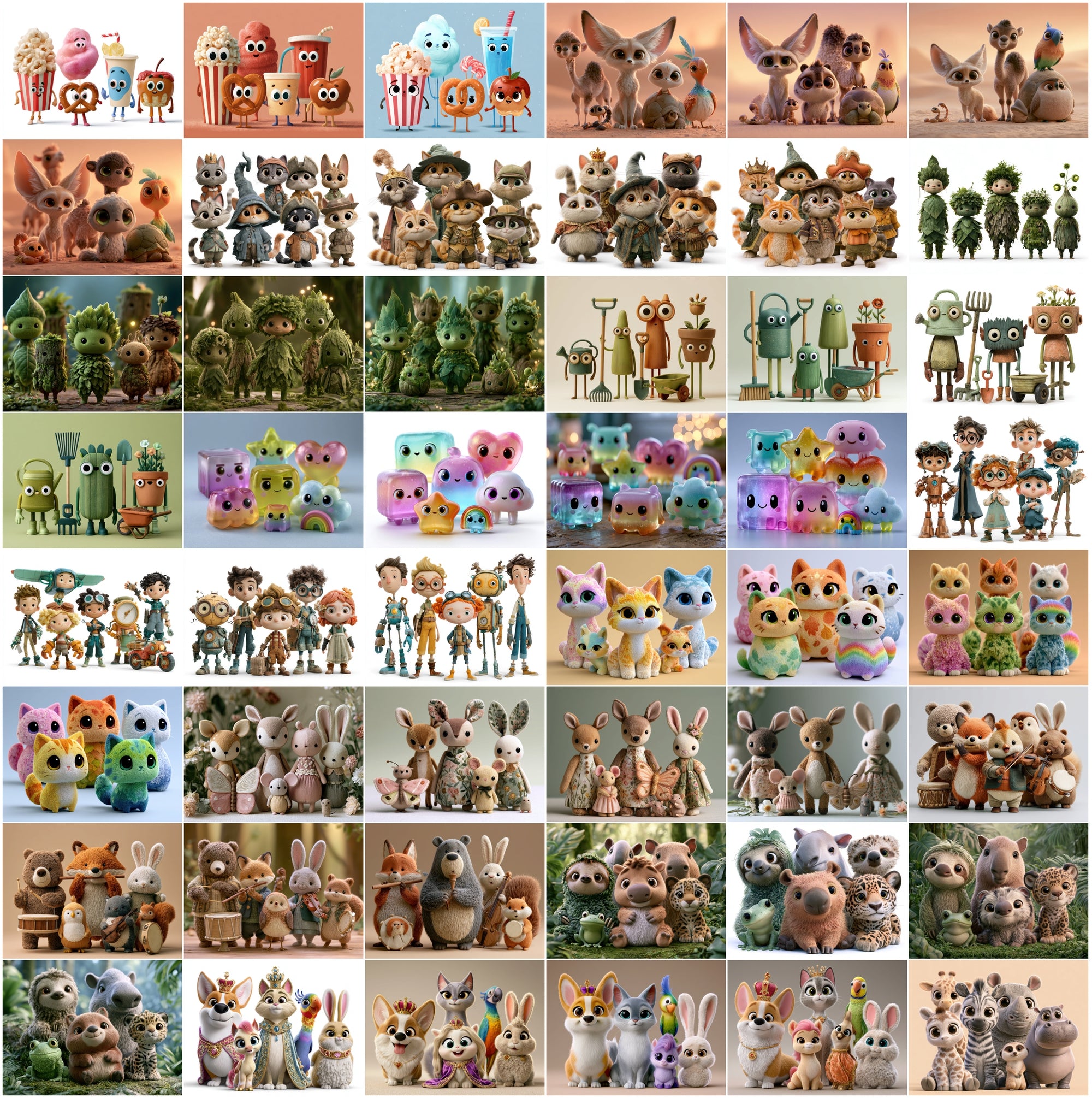 635 Cute Friendship Characters JPG Bundle – Kids, Best Friends & Animated Clipart with Commercial License