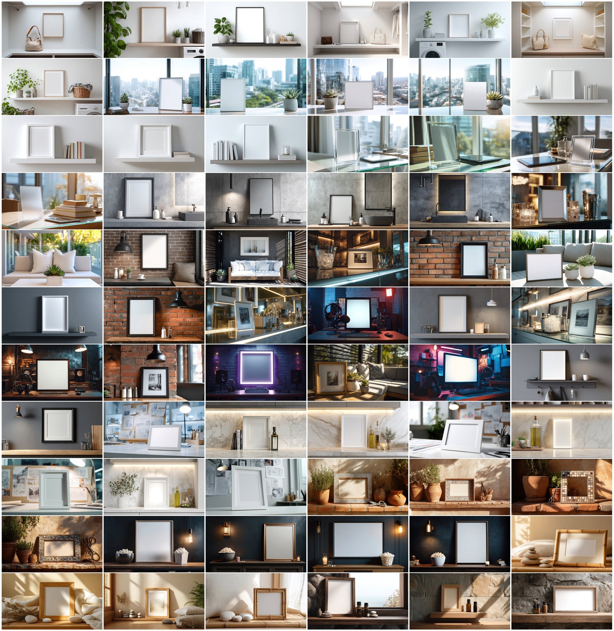 630 Interior Frame Mockups – Realistic Home Decor Settings for Wall Art, Prints & Photos