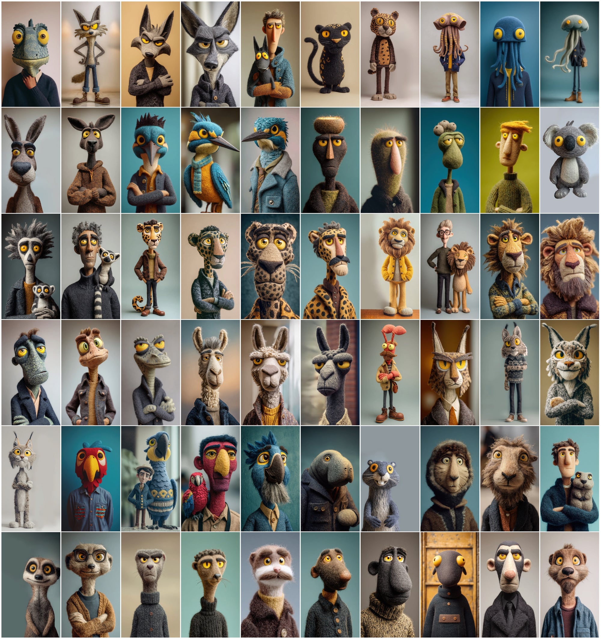 530 Felt Style Animal Portrait Images Bundle
