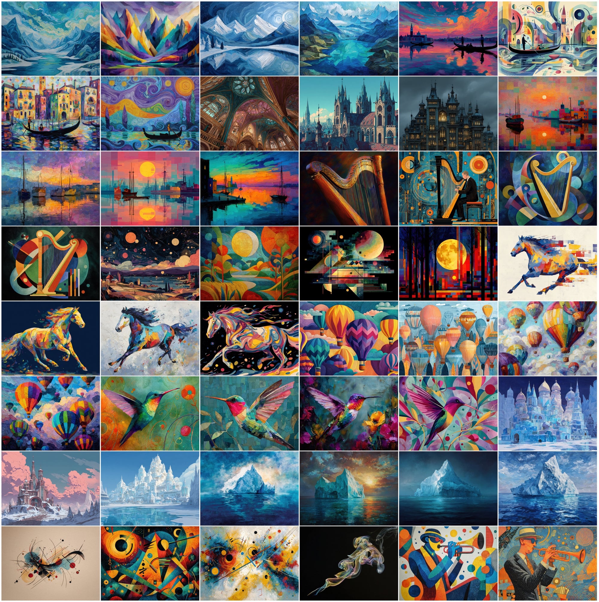 530 Abstract Art Images Bundle, Colorful Printable Wall Art Pack