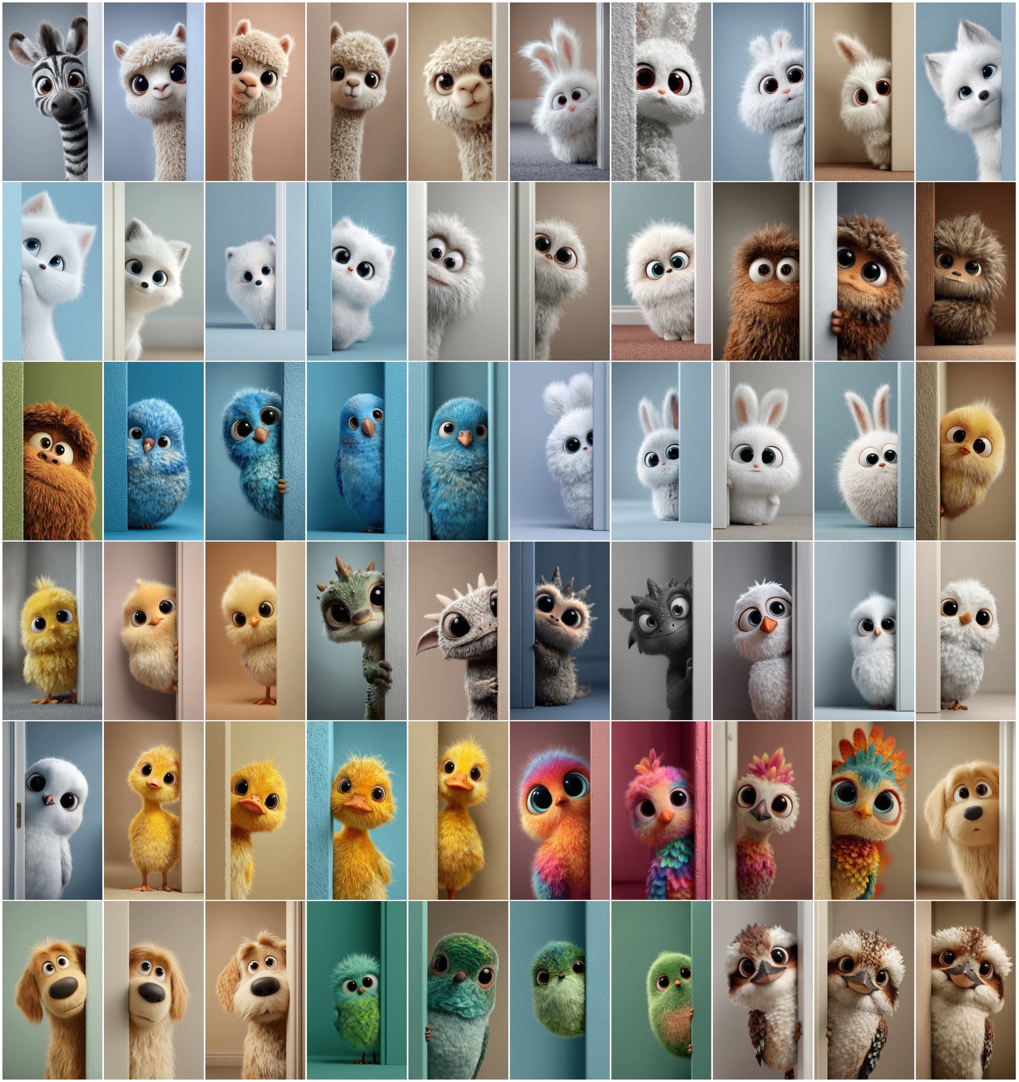 600 Cute 3D Peeking Animals Bundle | Cartoon-Style Characters