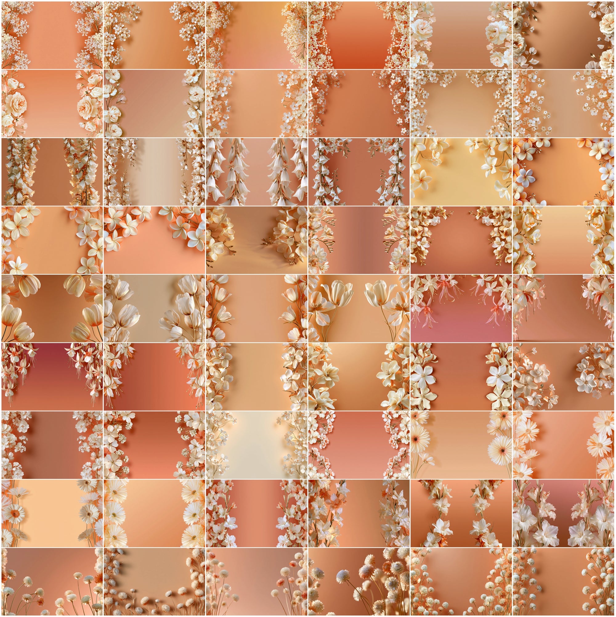 640 Floral Background Images, Elegant Flower JPG Bundle for Invitations, Branding, Scrapbooking & Commercial Use