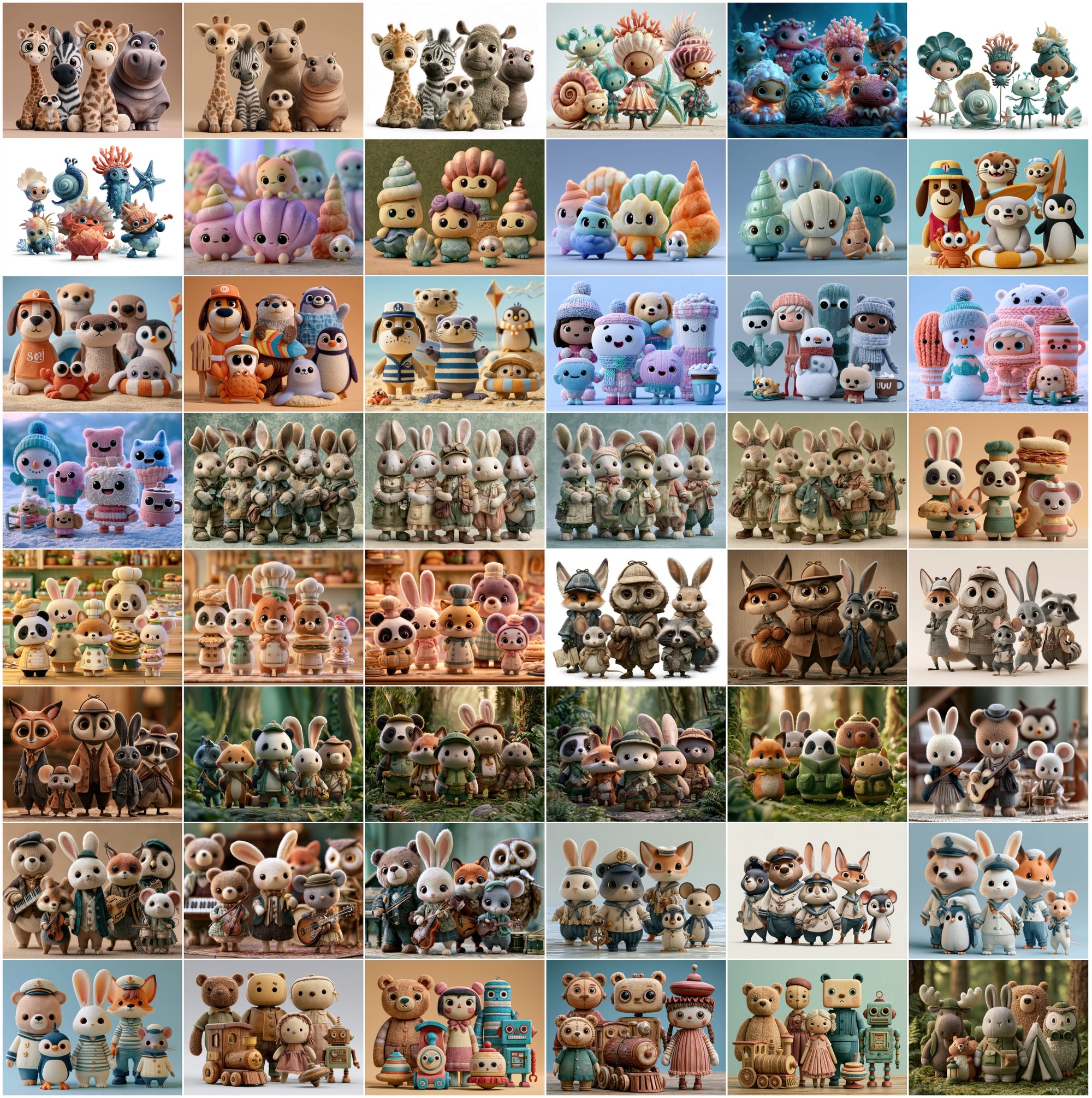 635 Cute Friendship Characters JPG Bundle – Kids, Best Friends & Animated Clipart with Commercial License