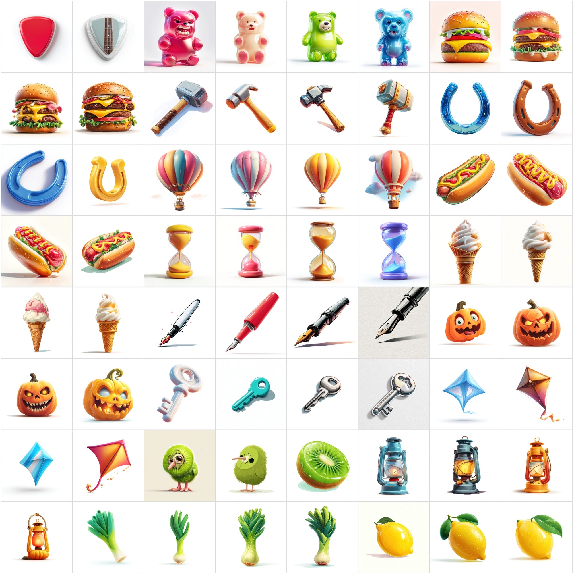 Cartoon Icon Clipart Bundle – 630 Cute JPG Icons for Crafts, POD, Stickers & Digital Designs