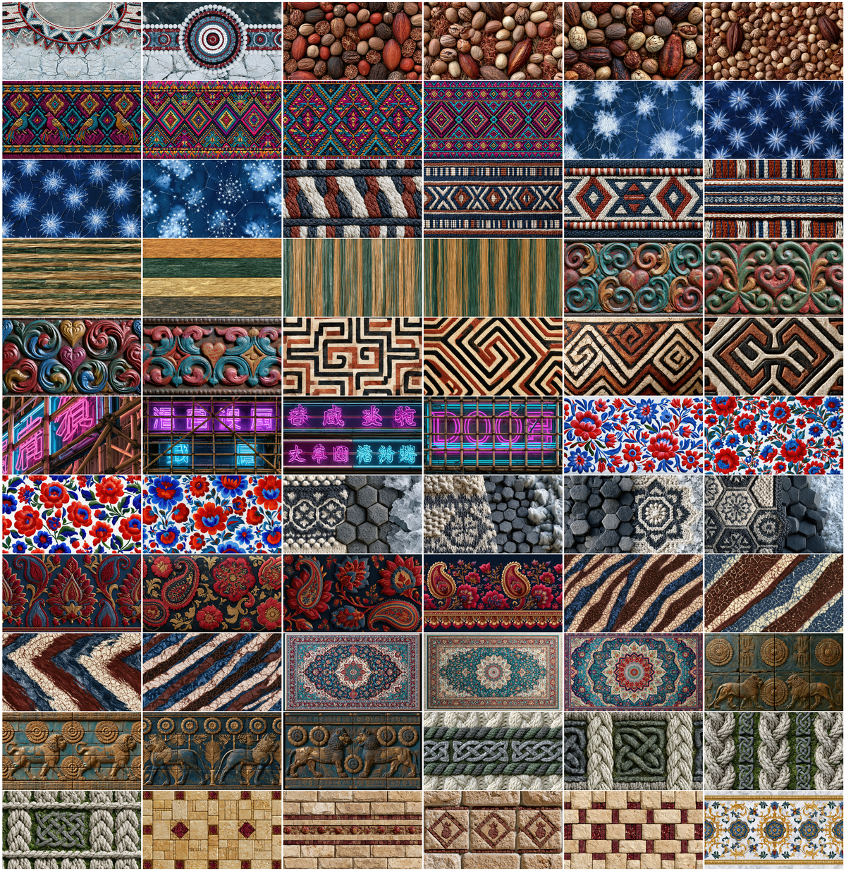 790 World Textures Bundle, Global Cultural Pattern Backgrounds, Ethnic Texture Digital Paper Pack