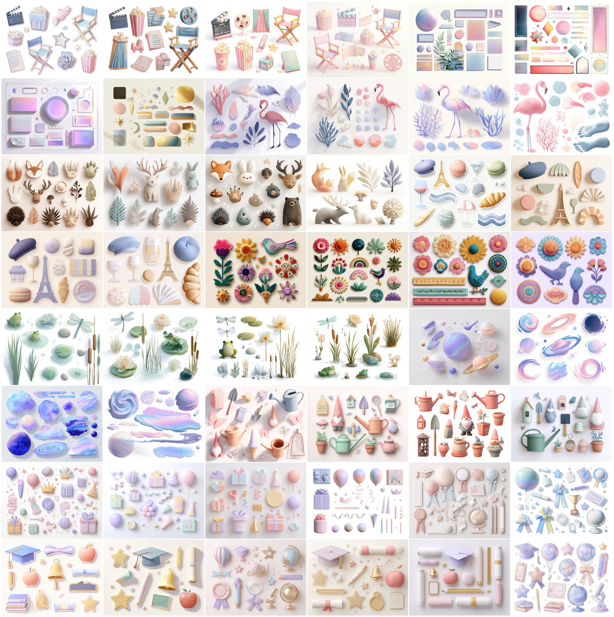 640 3D Decorative Element Clipart Pack