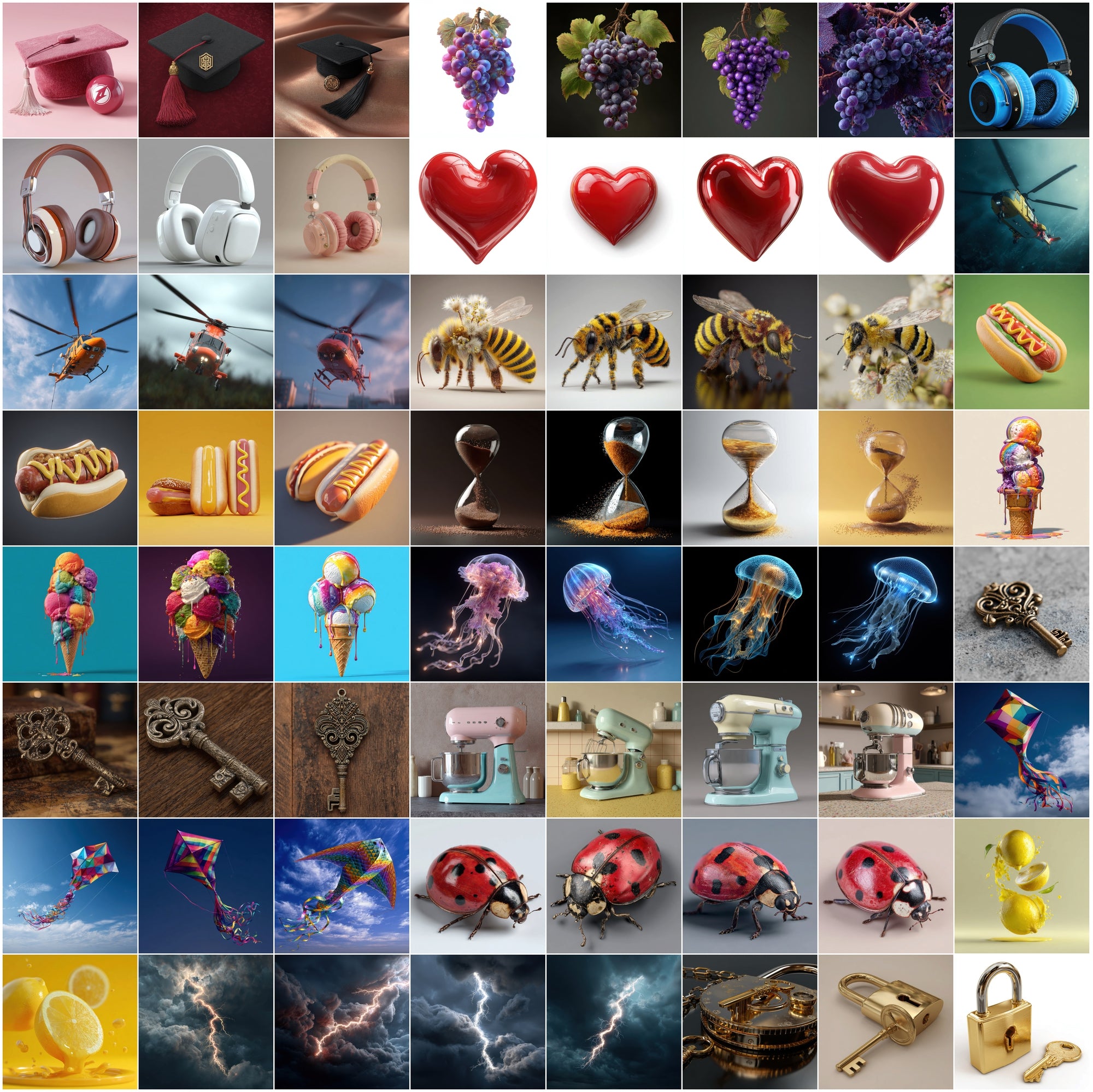 625 3D Clipart Images Bundle — Objects, Characters, Food, Nature and More — 4000x4000 JPG Digital Download