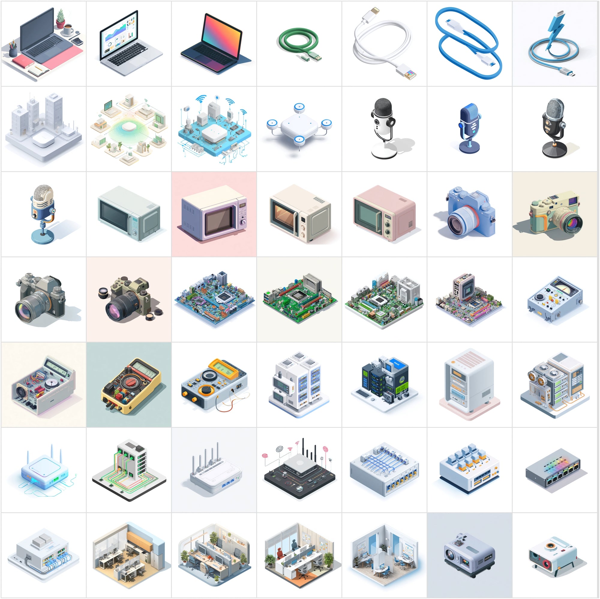 434 Isometric Electronics Illustrations