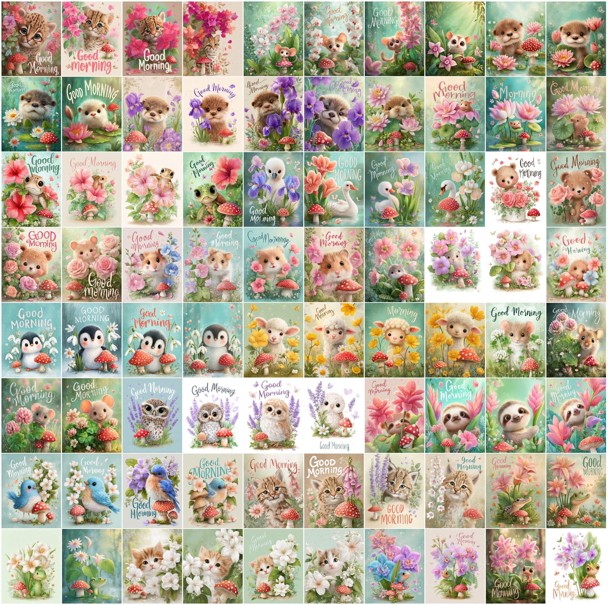 635 Whimsical Animal & Flower Images, High-Res Digital Download