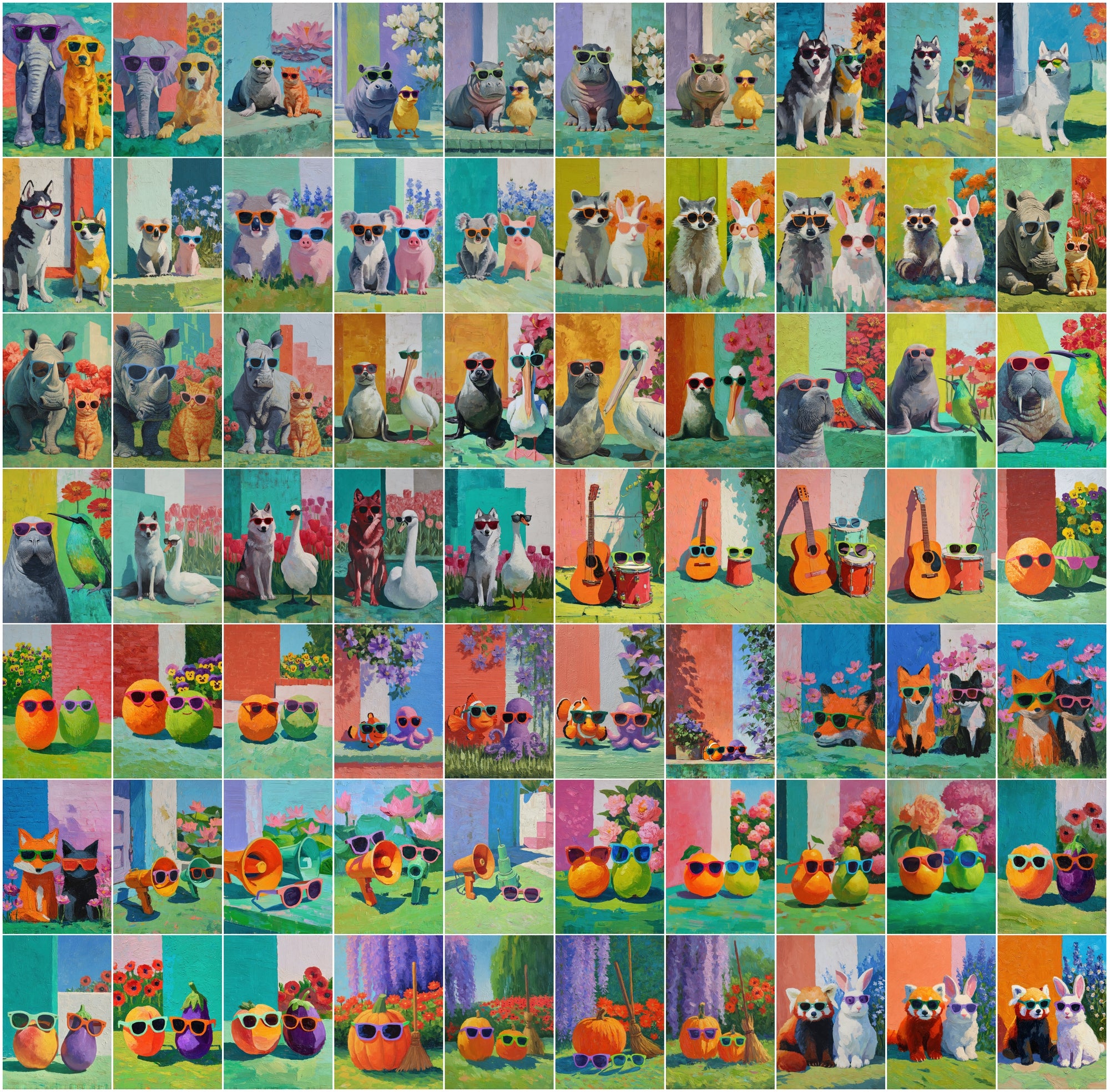 630 Whimsical Oil Painting Animal JPGs