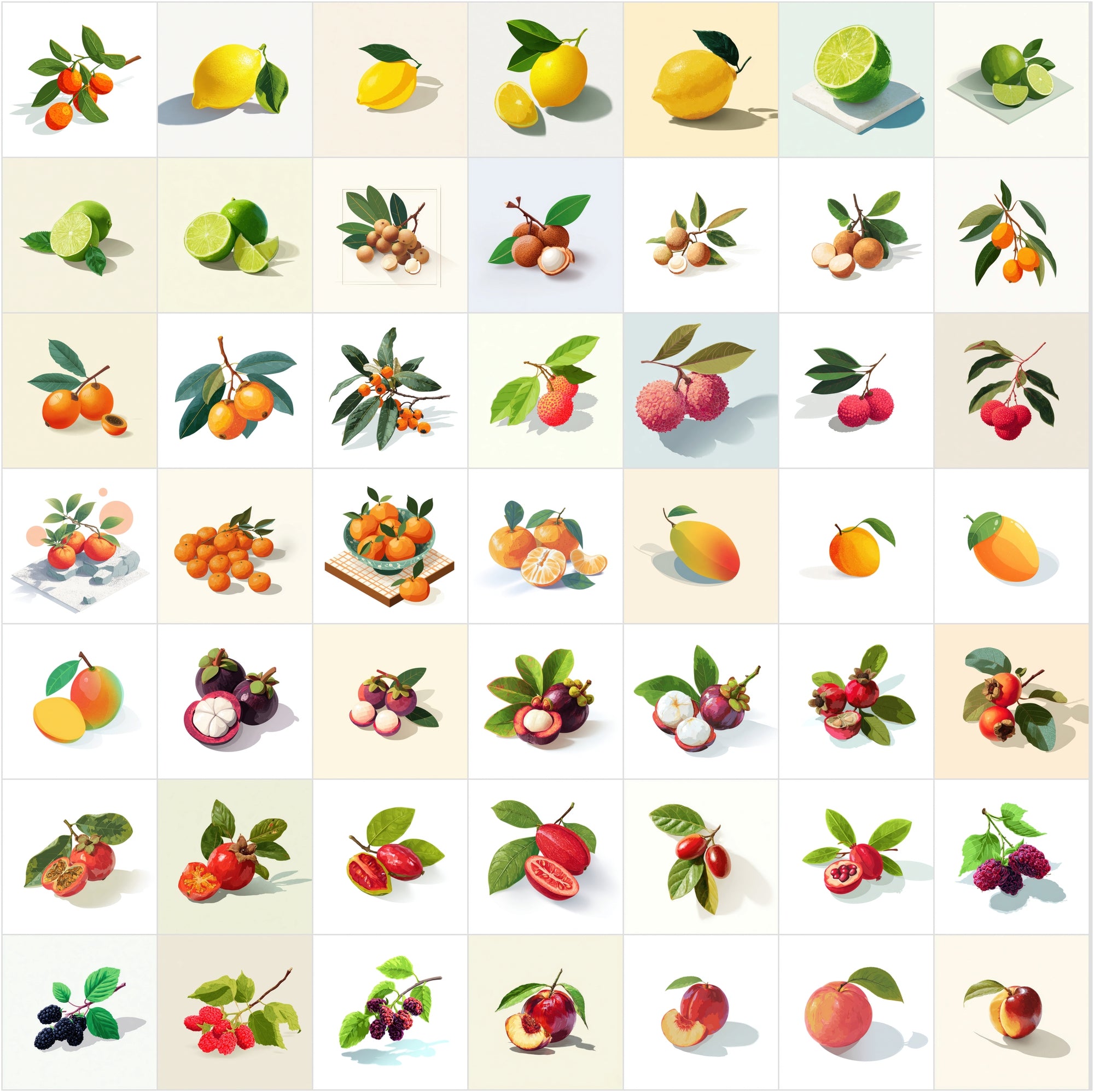 380 Isometric Fruit Illustrations