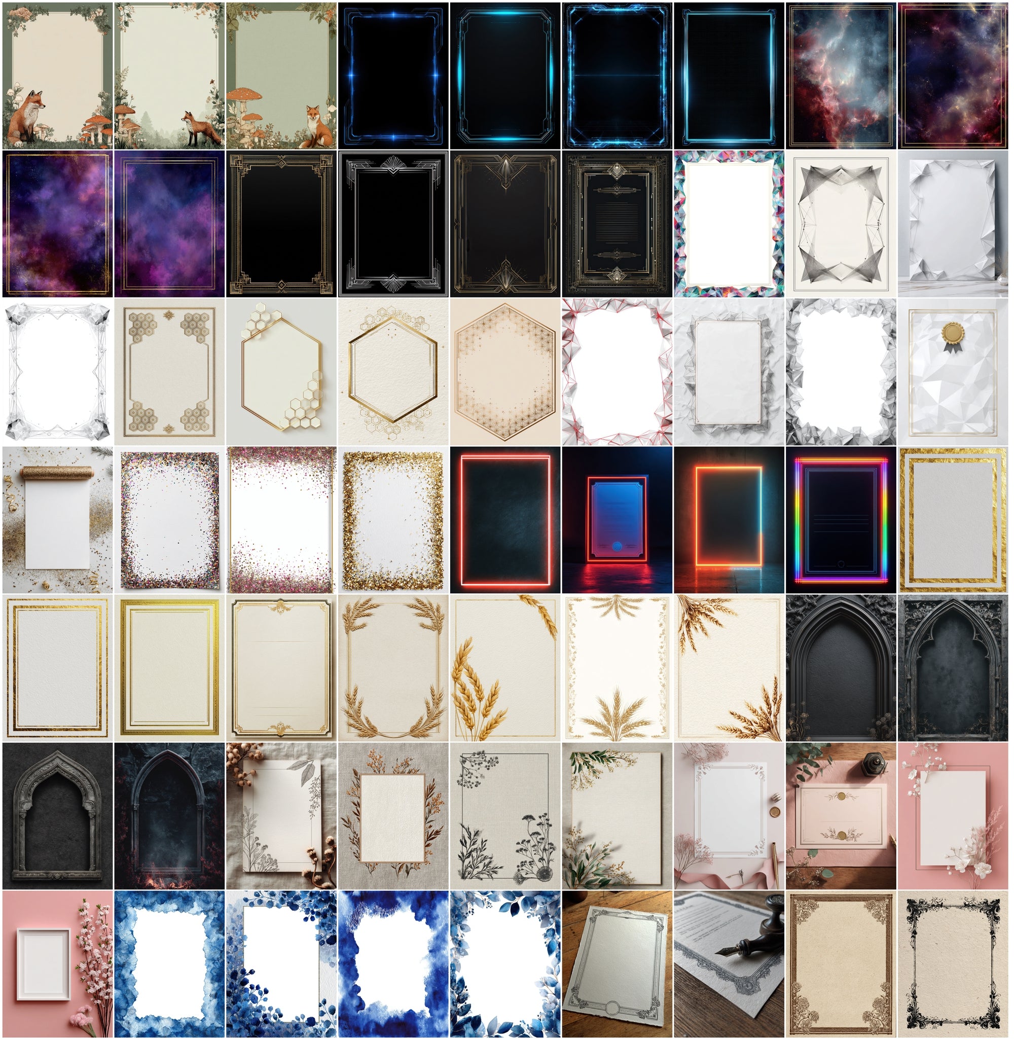 637 Blank Certificate Mockup Bundle, Commercial License, Gold Foil Borders, Vintage & Modern Designs, Printable Templates