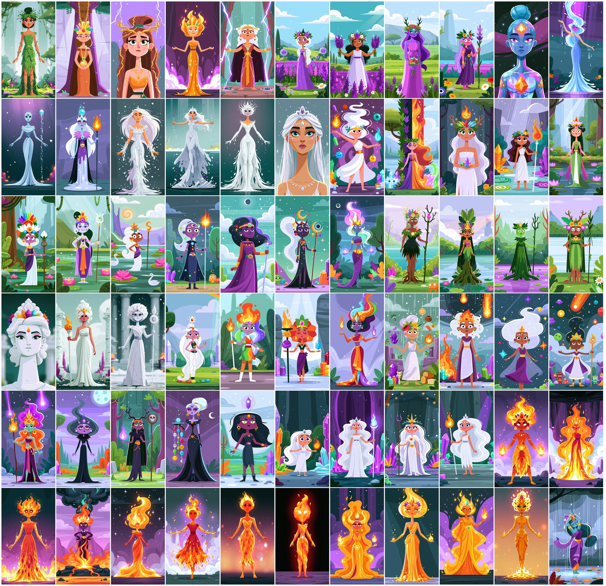 Elemental Goddess AI Art Bundle - 615 Fantasy Digital Images, Commercial Use, High-Res JPG