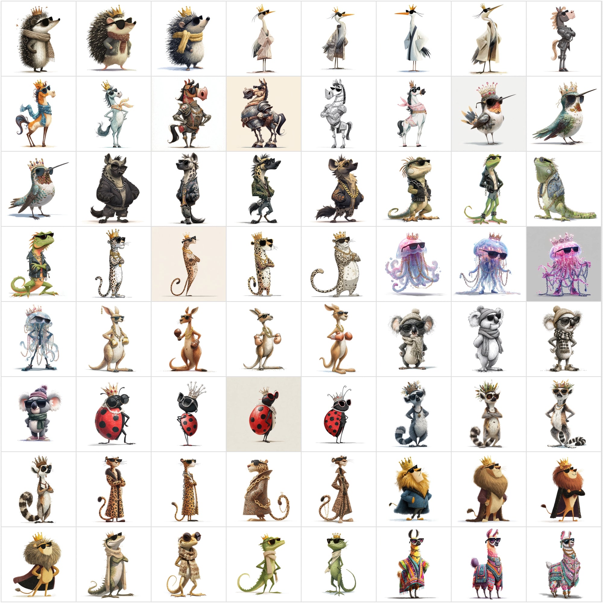 615+ Animal Clipart Mega Bundle, High-Res JPGs, Commercial Use, Vibrant Cartoon Animals for Sublimation, Stickers & Web Design