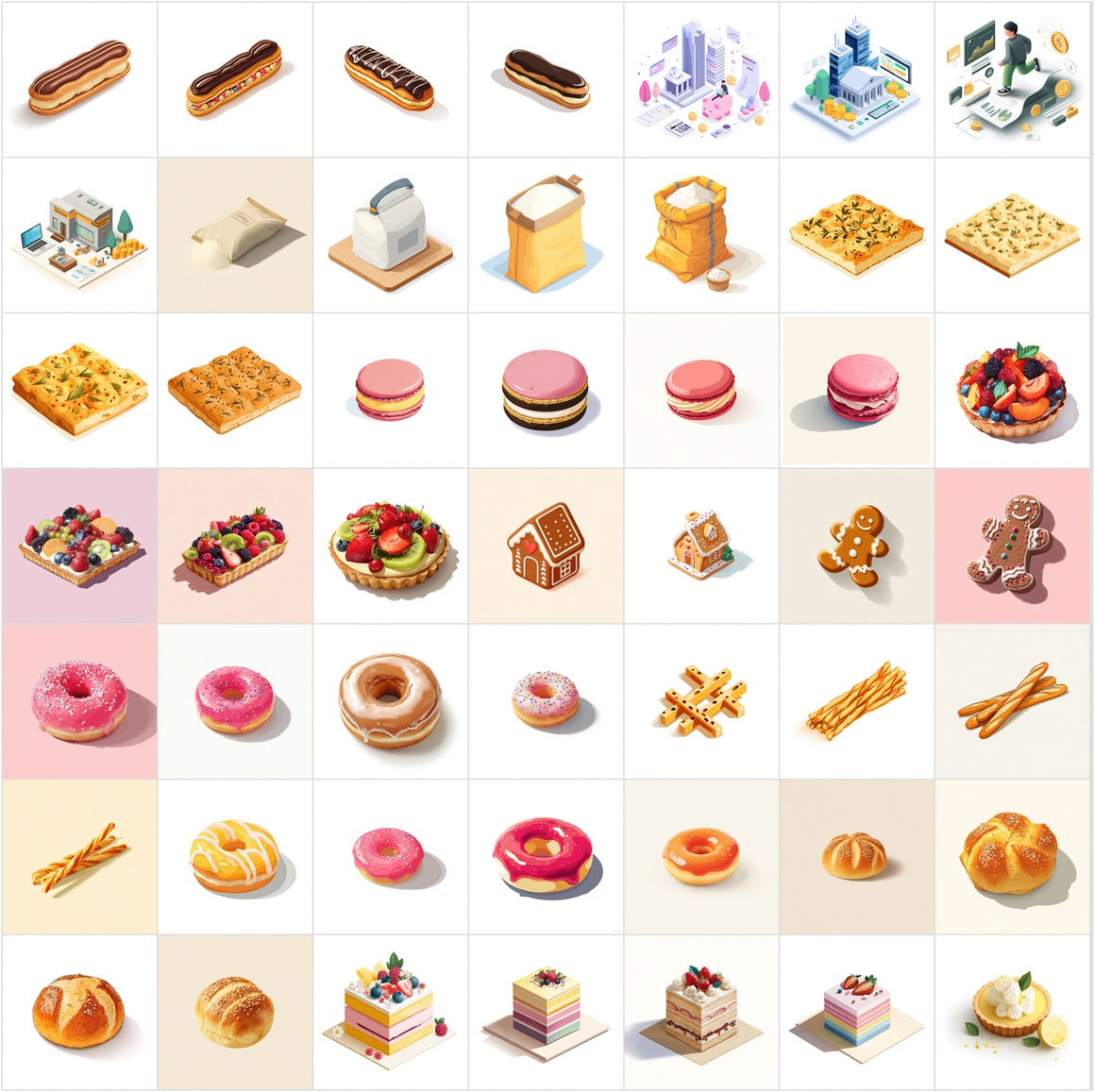 396 Isometric Bakery Clipart Bundle