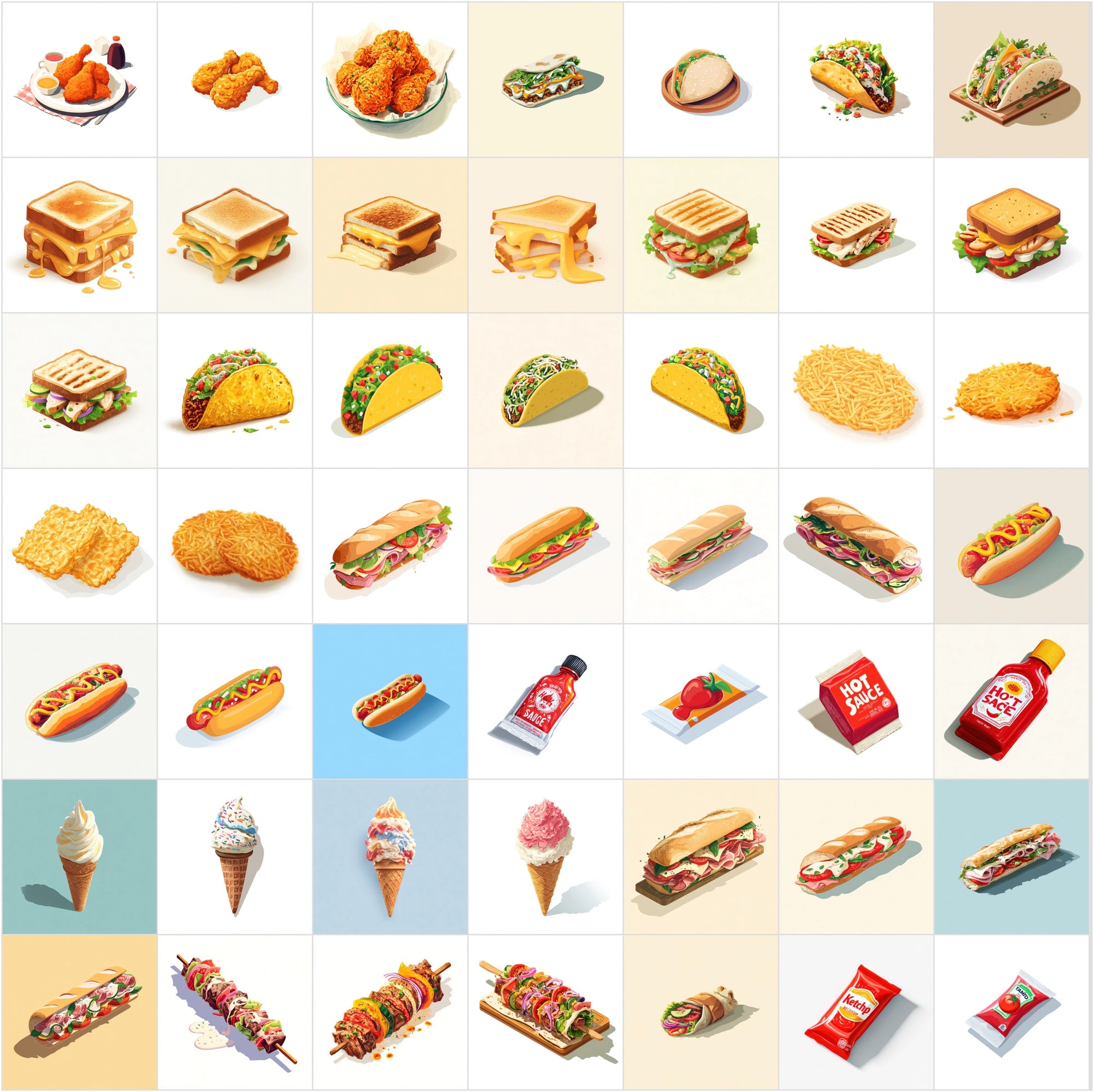 423 Isometric Fast Food Illustrations